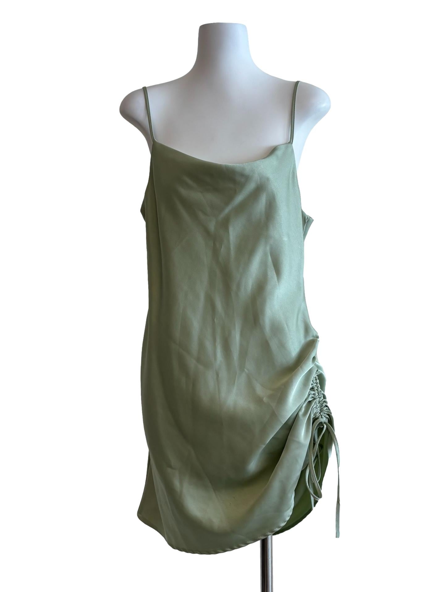 Light Green Satin Drape Dress