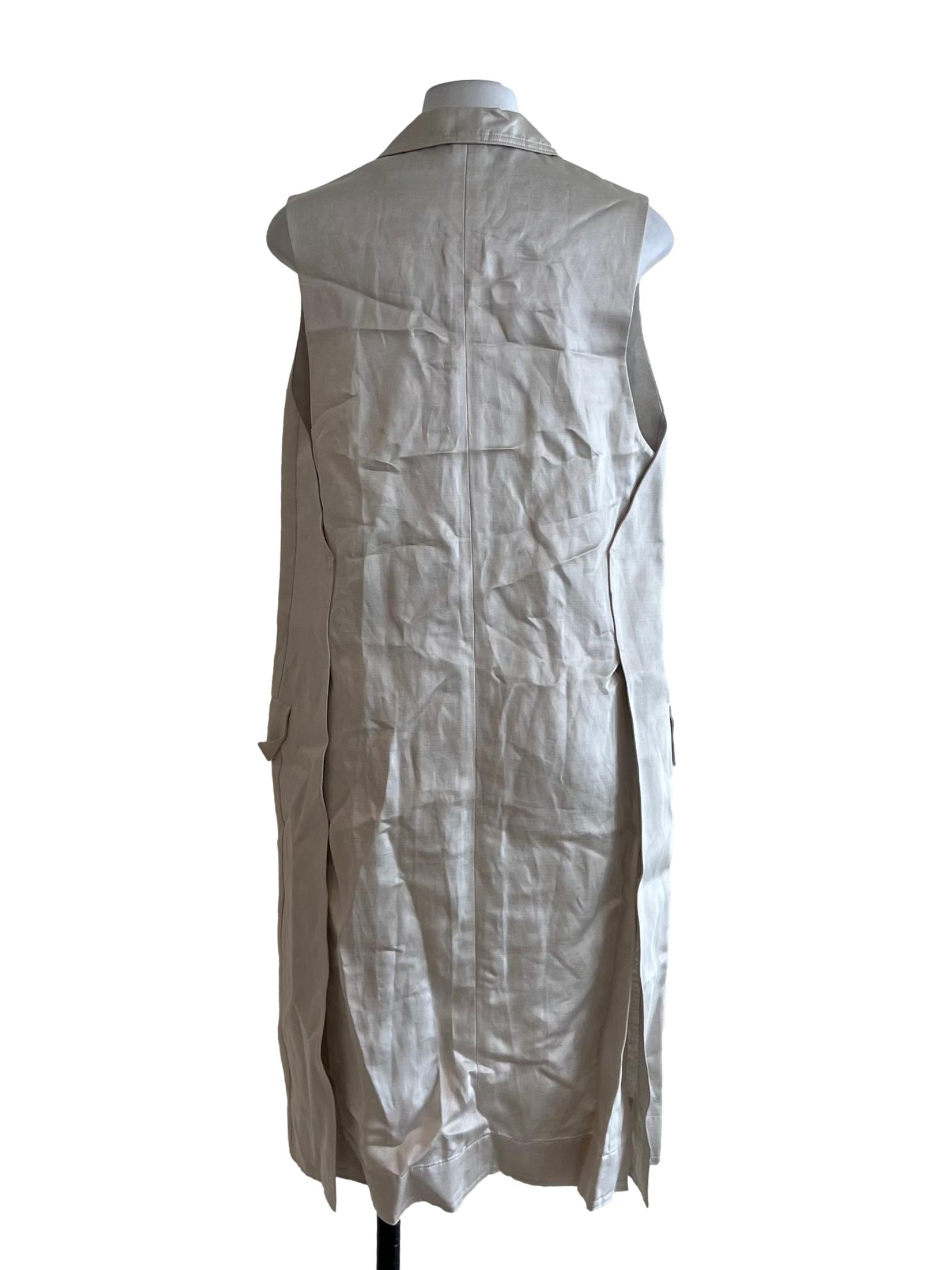 Bone Beige Notched Neckline Maxi Coat