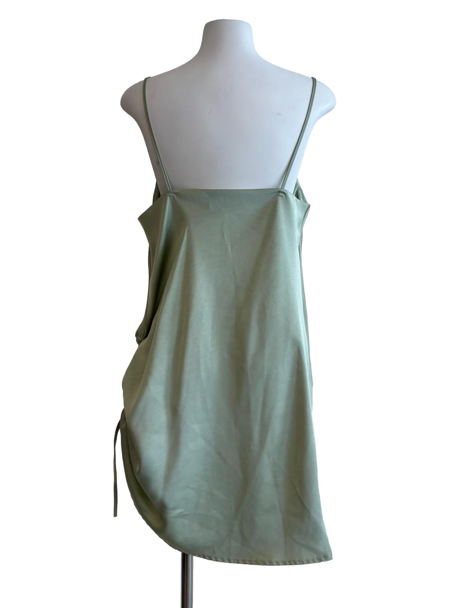Light Green Satin Drape Dress