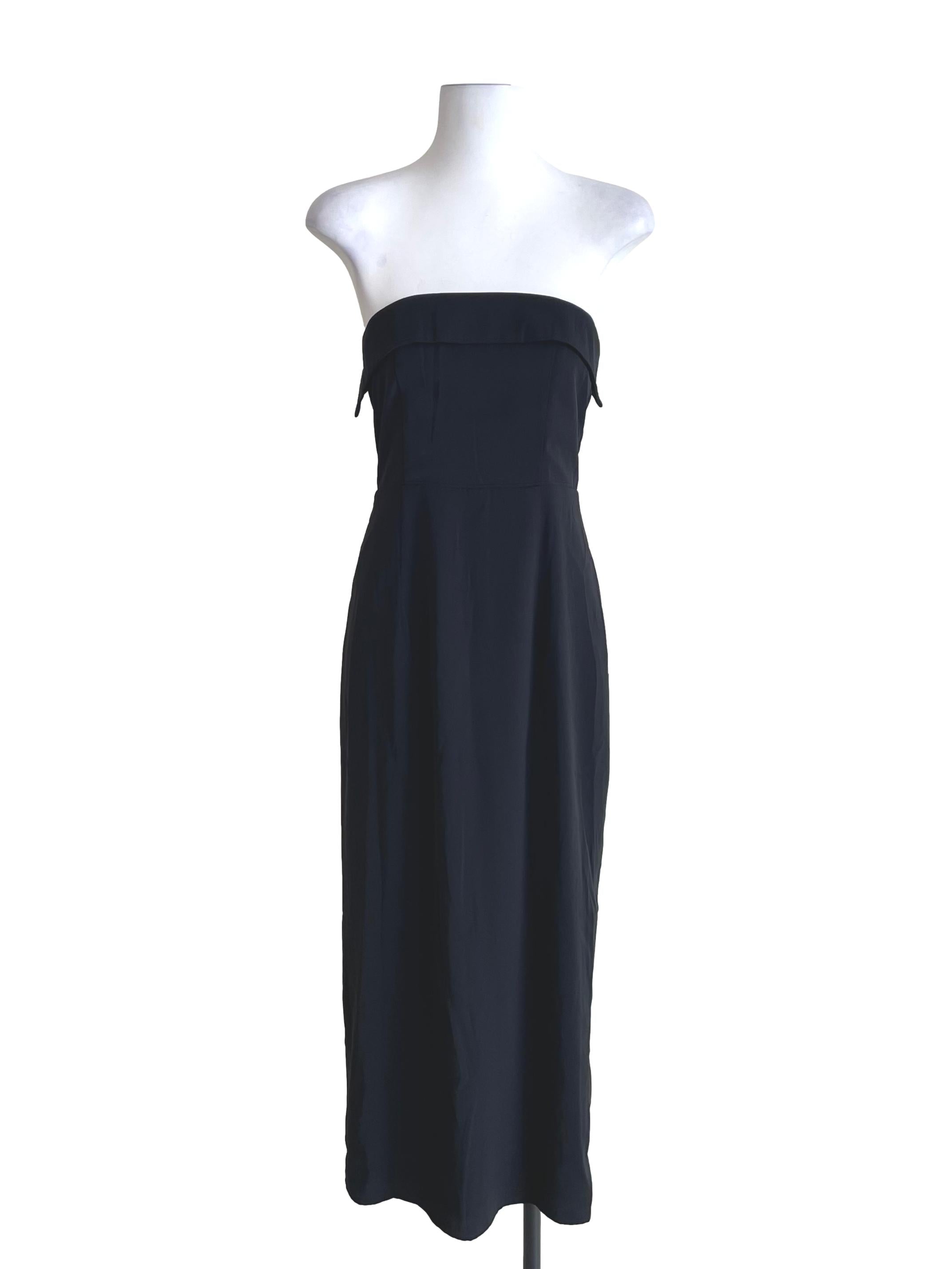 Black Strapless Slip Dress TTR