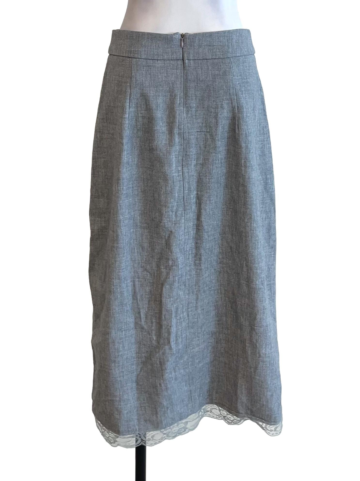 Light Grey Lace Pencil Skirt