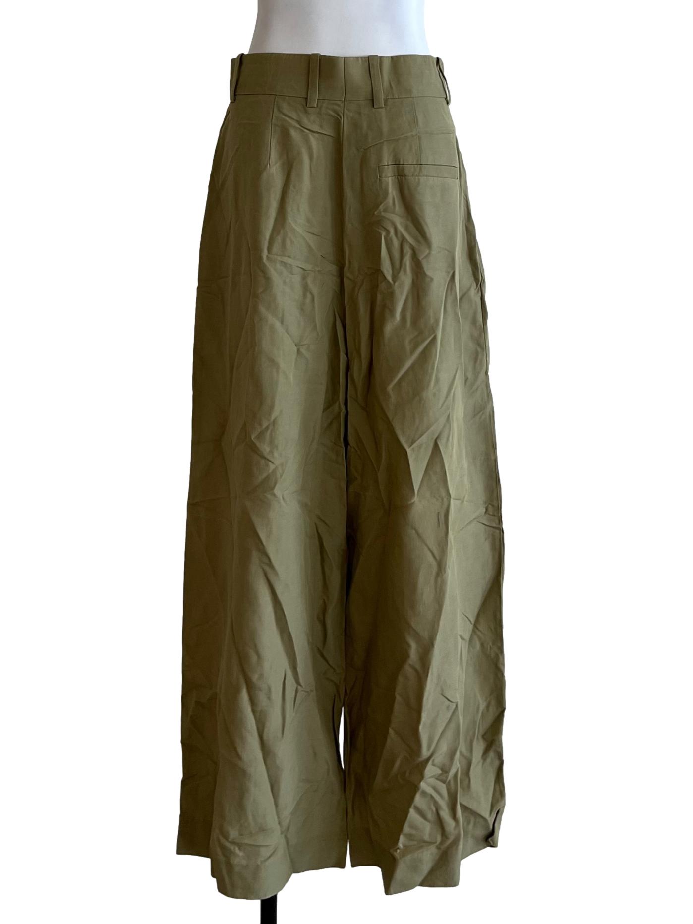 Olive Green High-Waisted Formal Pants