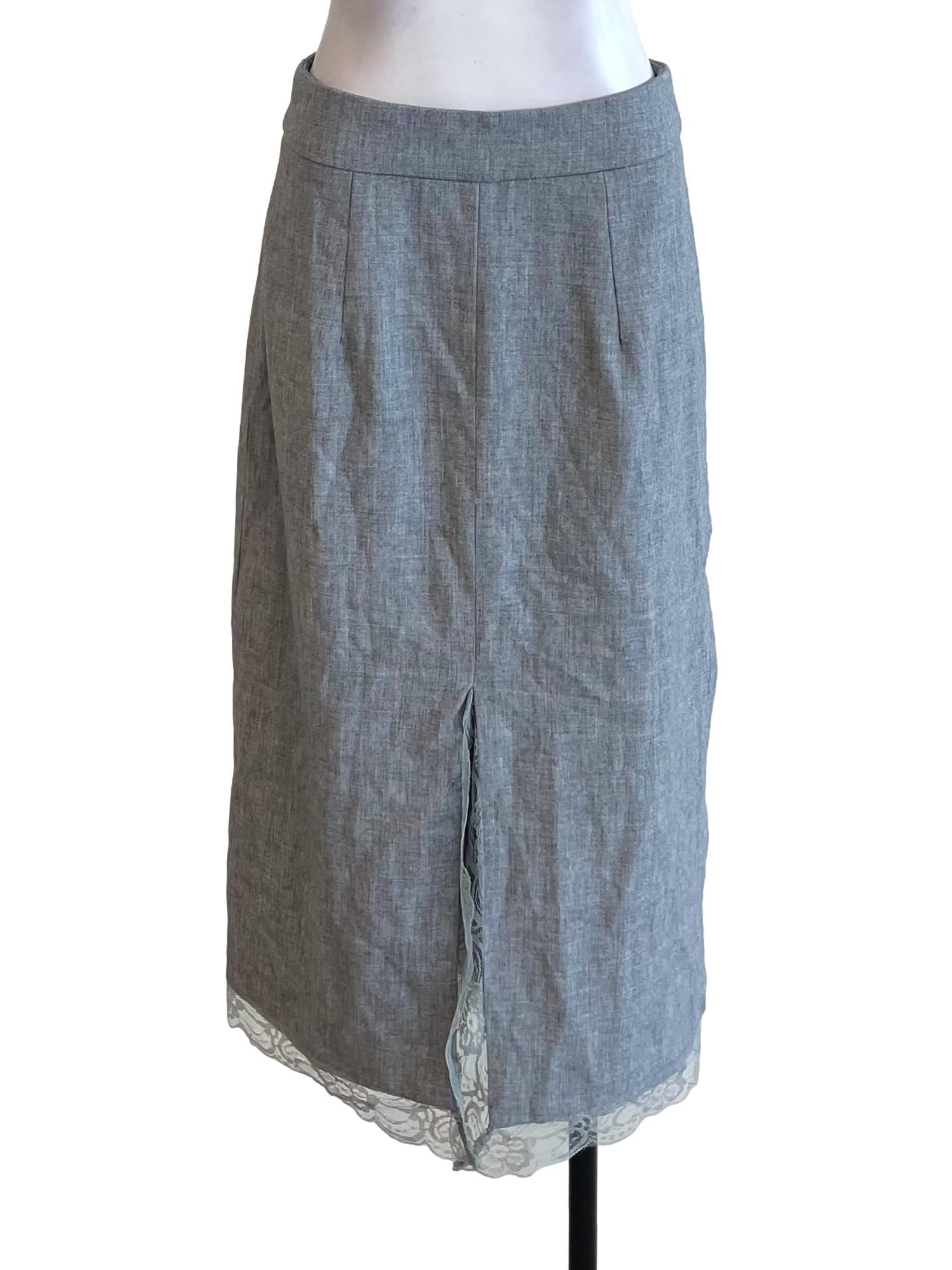 Light Grey Lace Pencil Skirt
