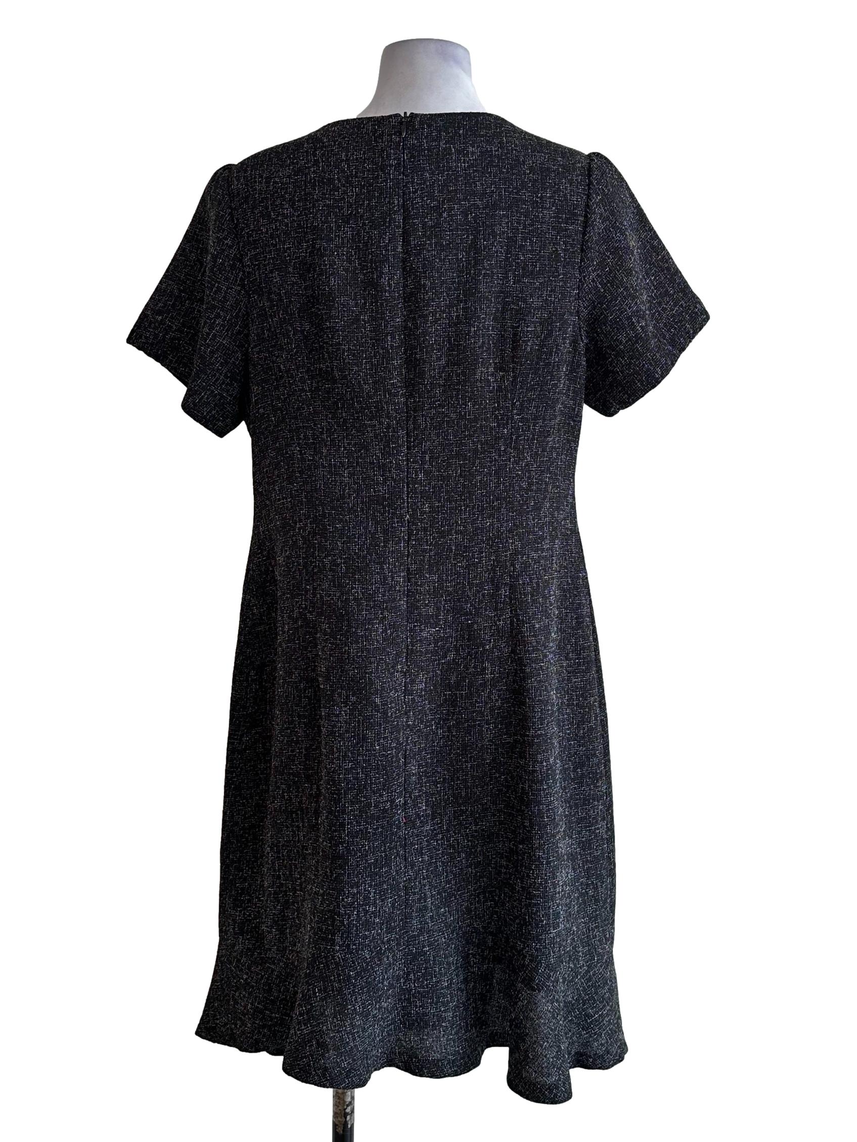 Black Round Neck Textured Dress