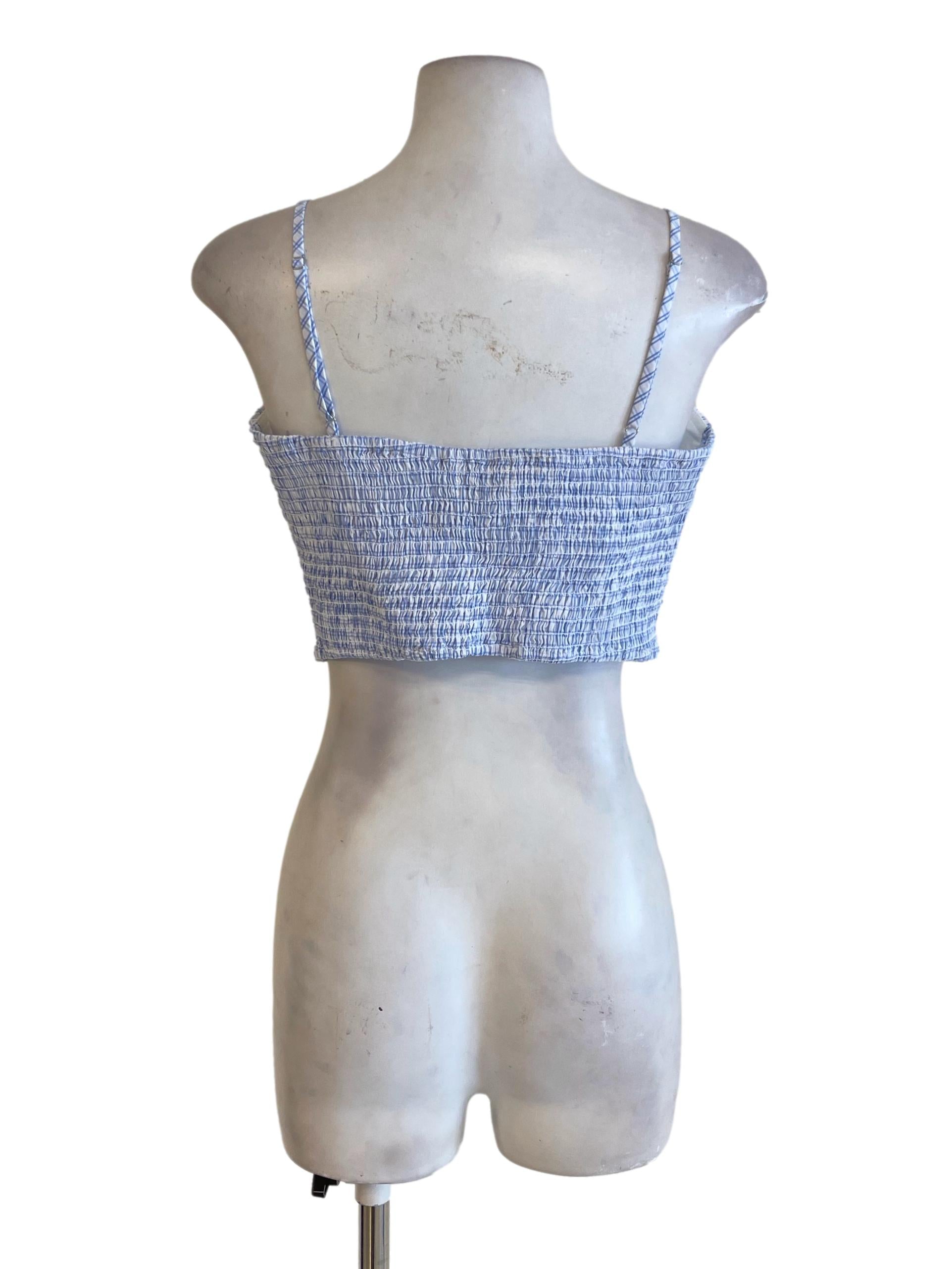 Blue Plaid Spaghetti Strap Crop Top TCL
