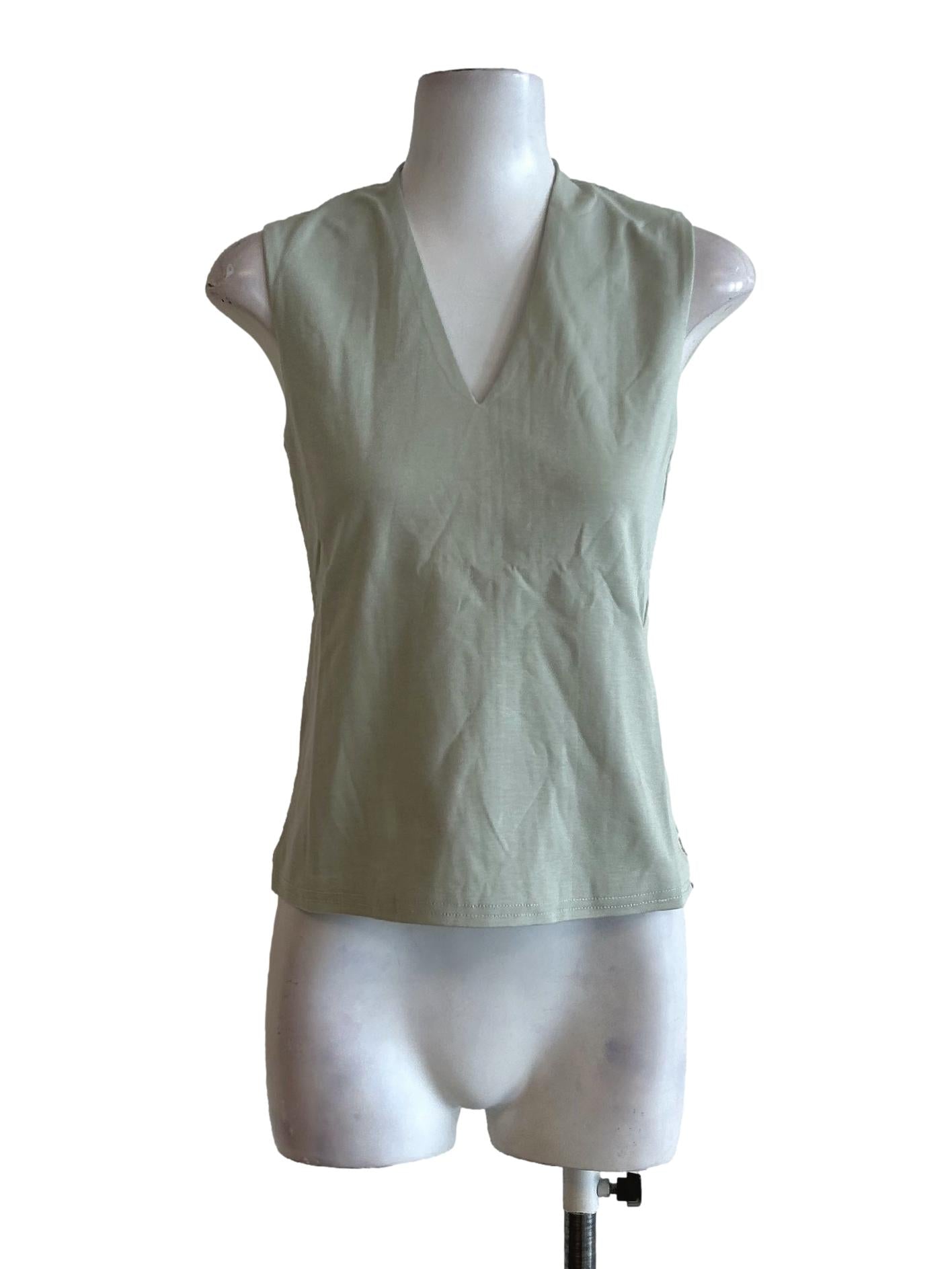 Olive Green Sleeveless Top OSN