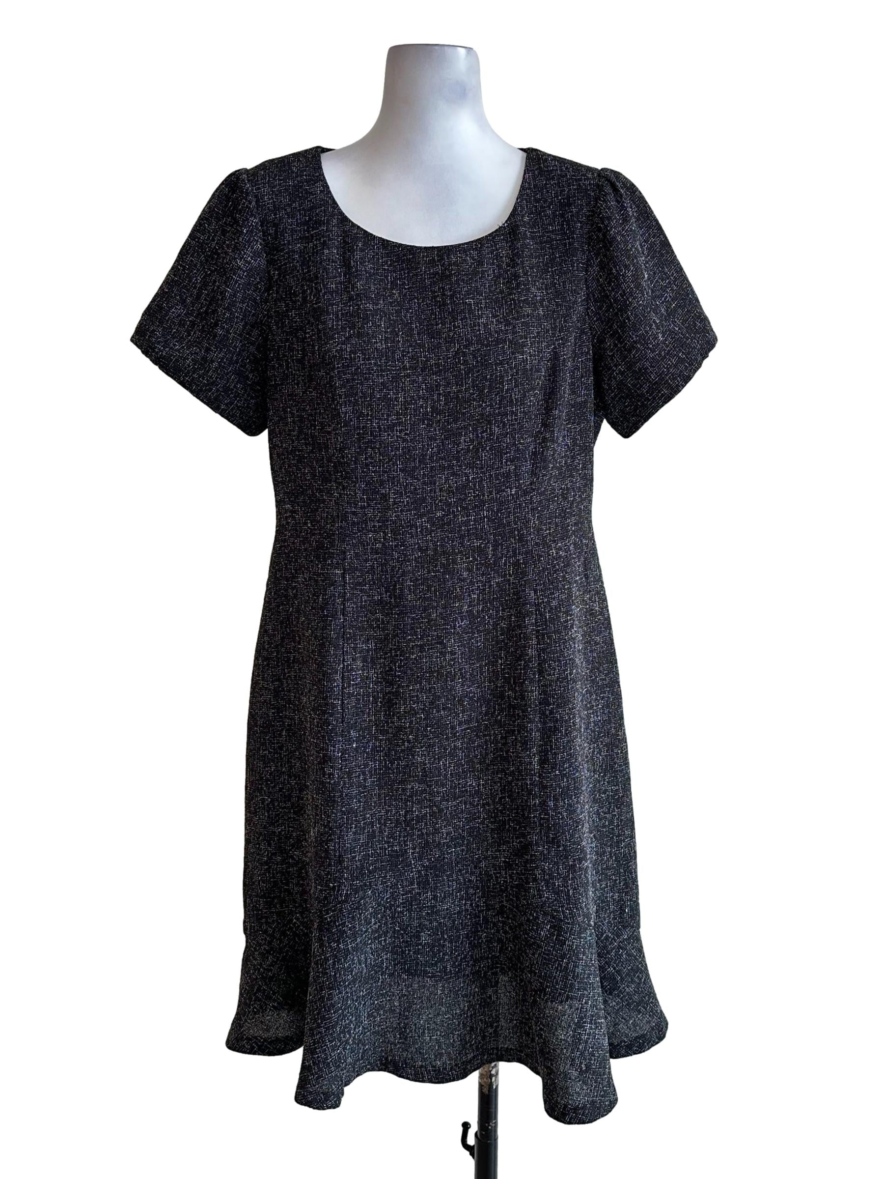 Black Round Neck Textured Dress