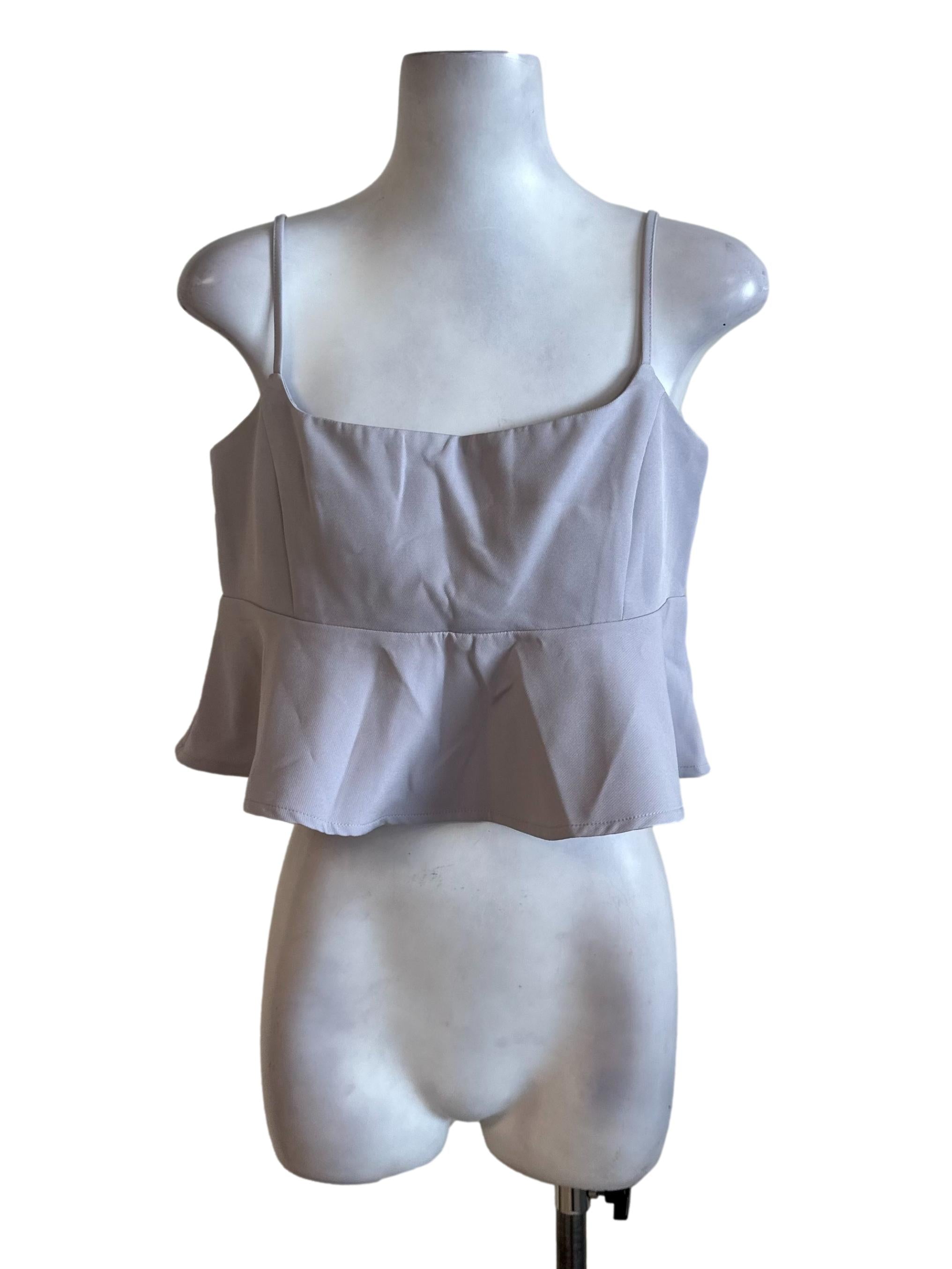 Pale Purple Square Neck Peplum Top