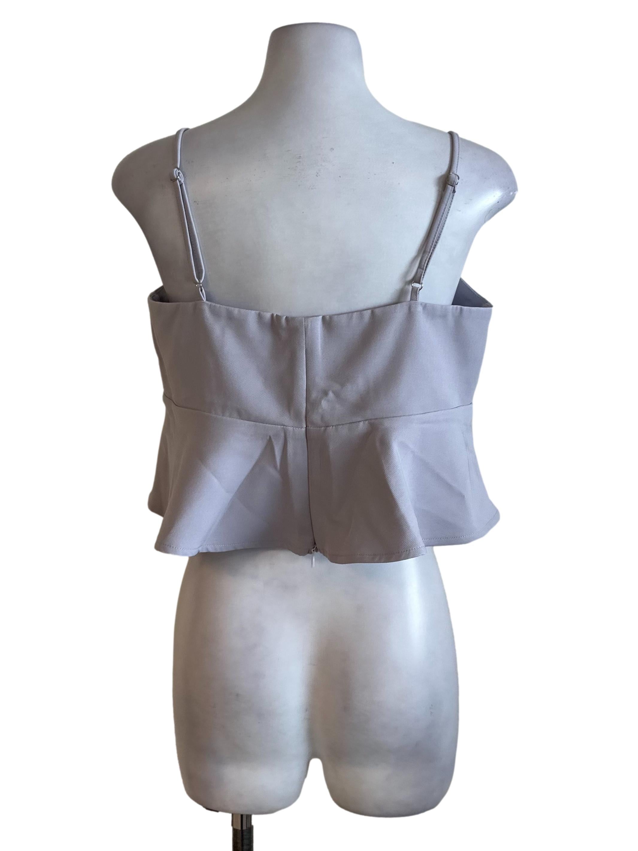Pale Purple Square Neck Peplum Top
