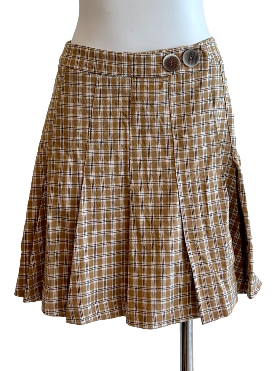 Caramel Brown Plaid Tennis Skirt
