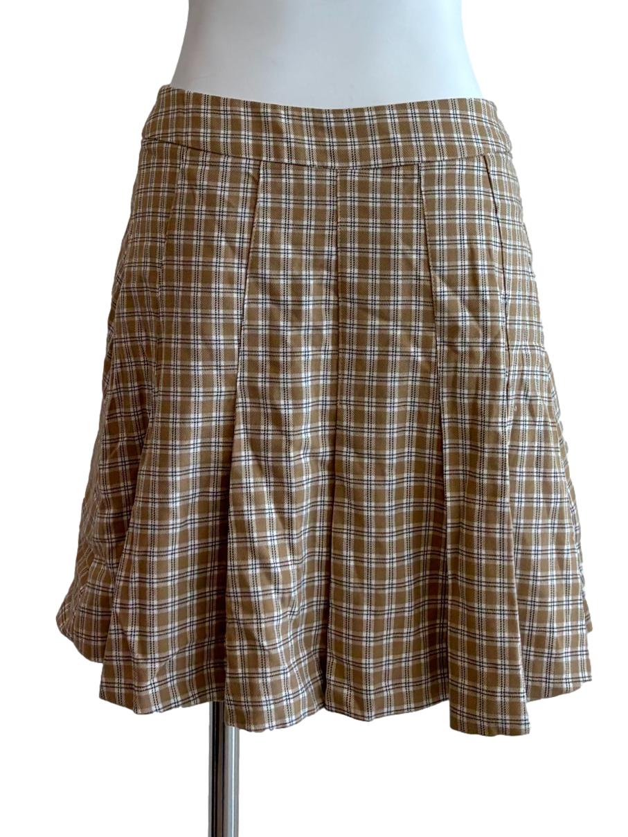 Caramel Brown Plaid Tennis Skirt
