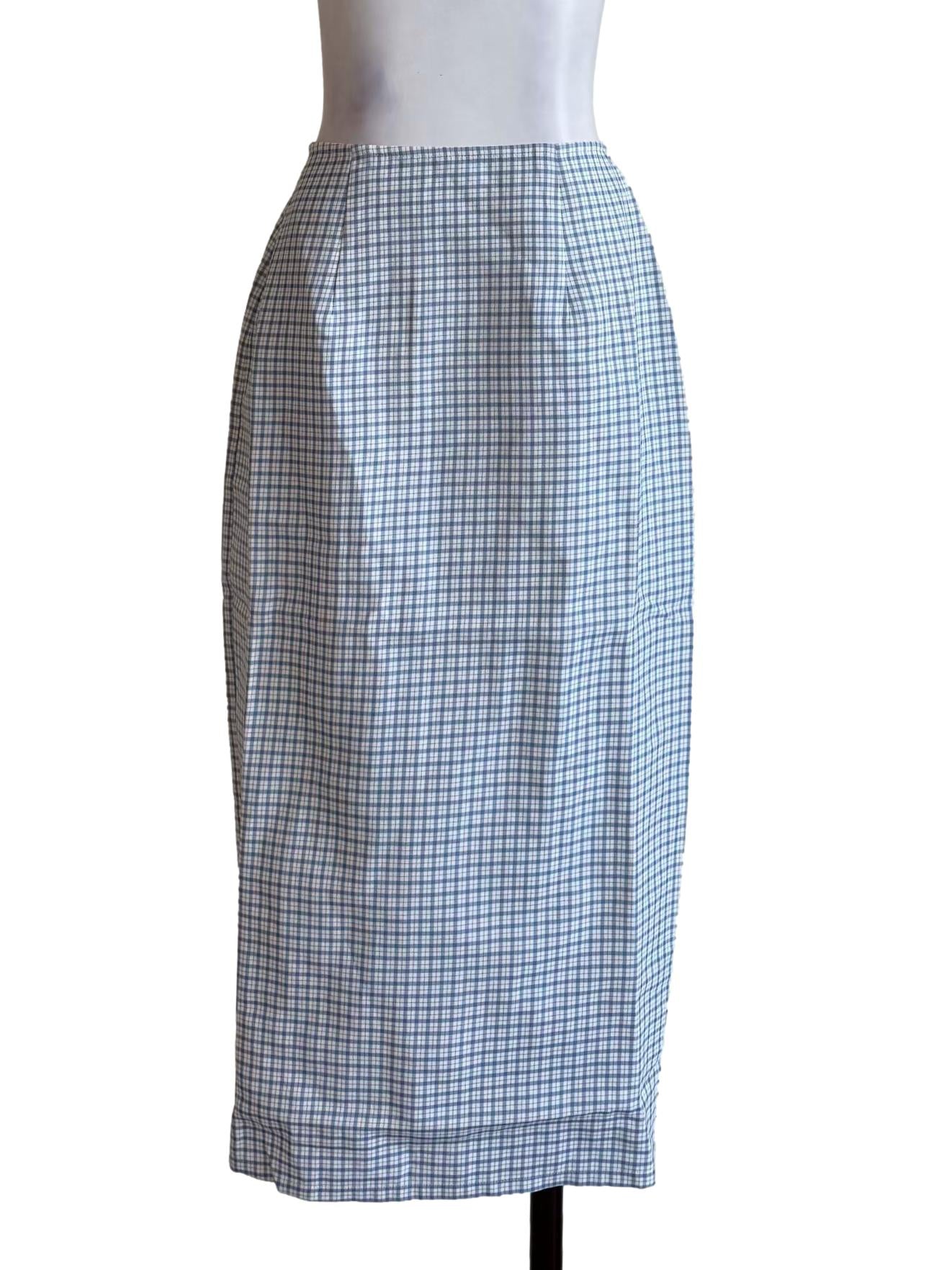Blue Gingham Pencil Skirt OSN