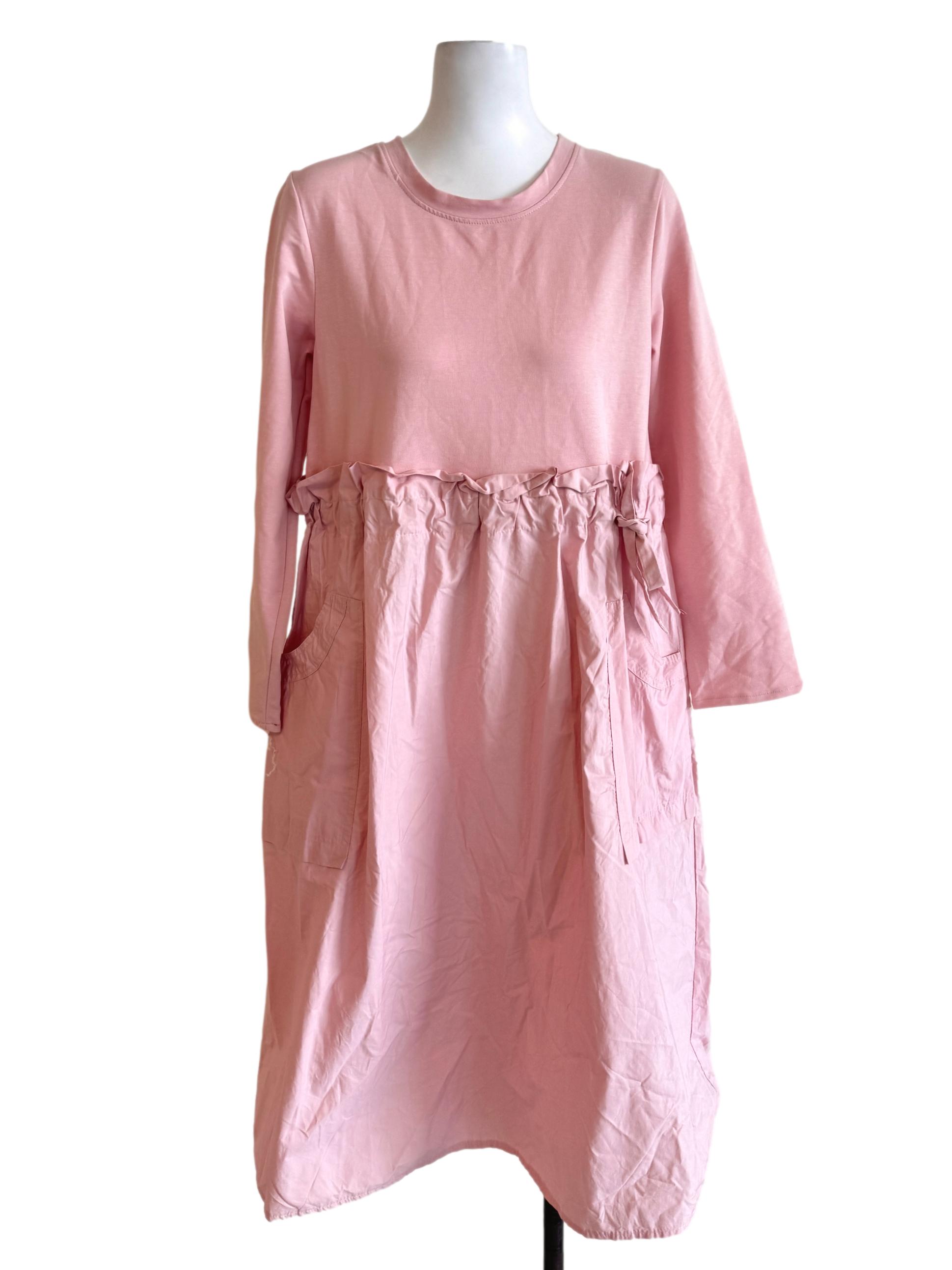 Salmon Pink Round Neck Dress