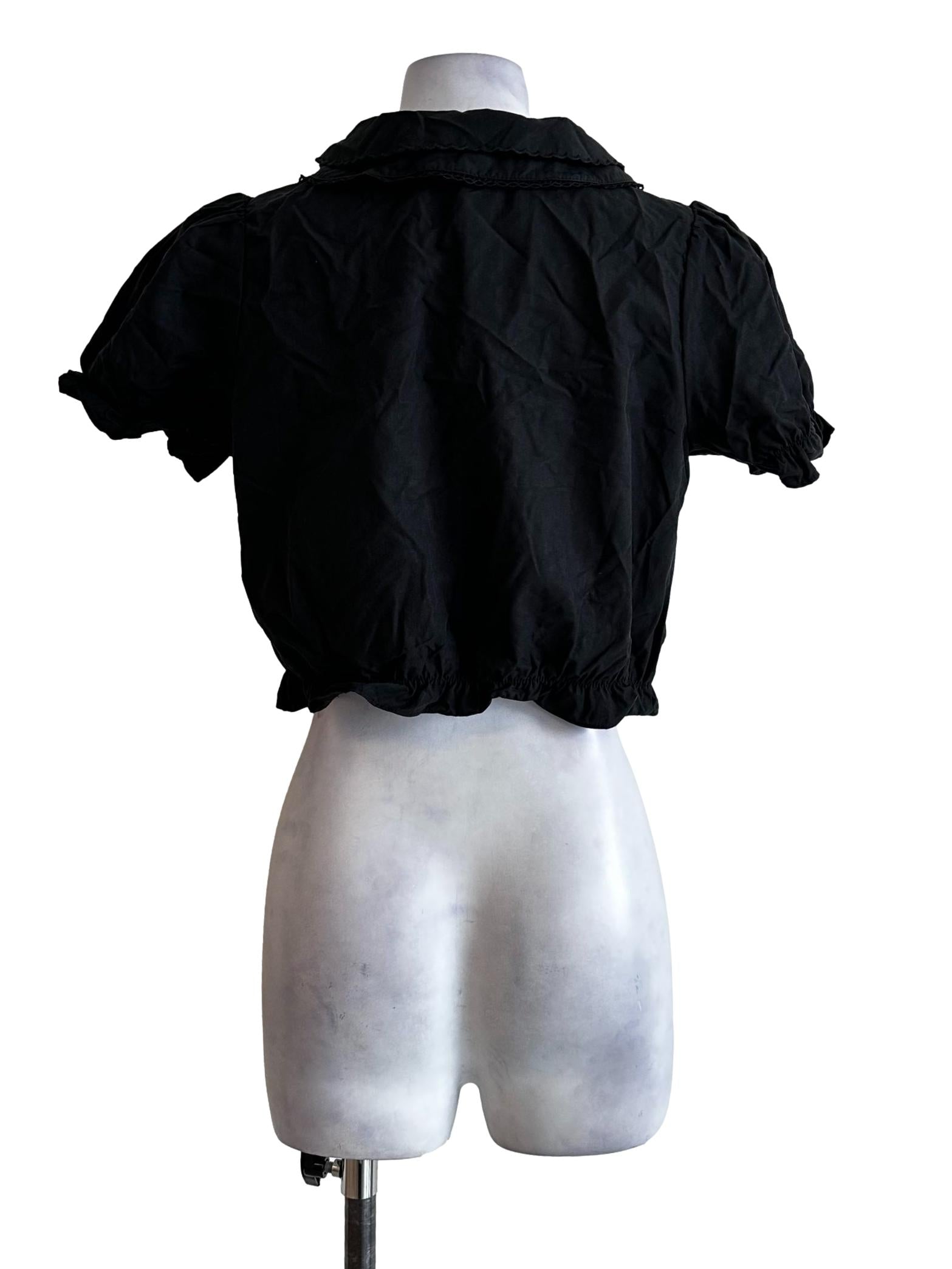Black Collar Button Tops