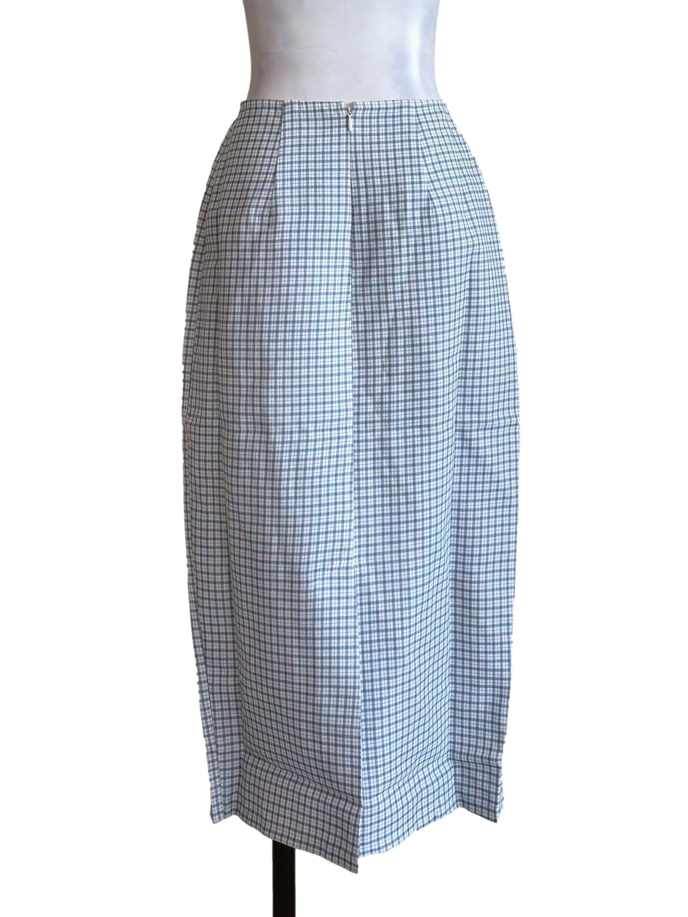 Blue Gingham Pencil Skirt OSN