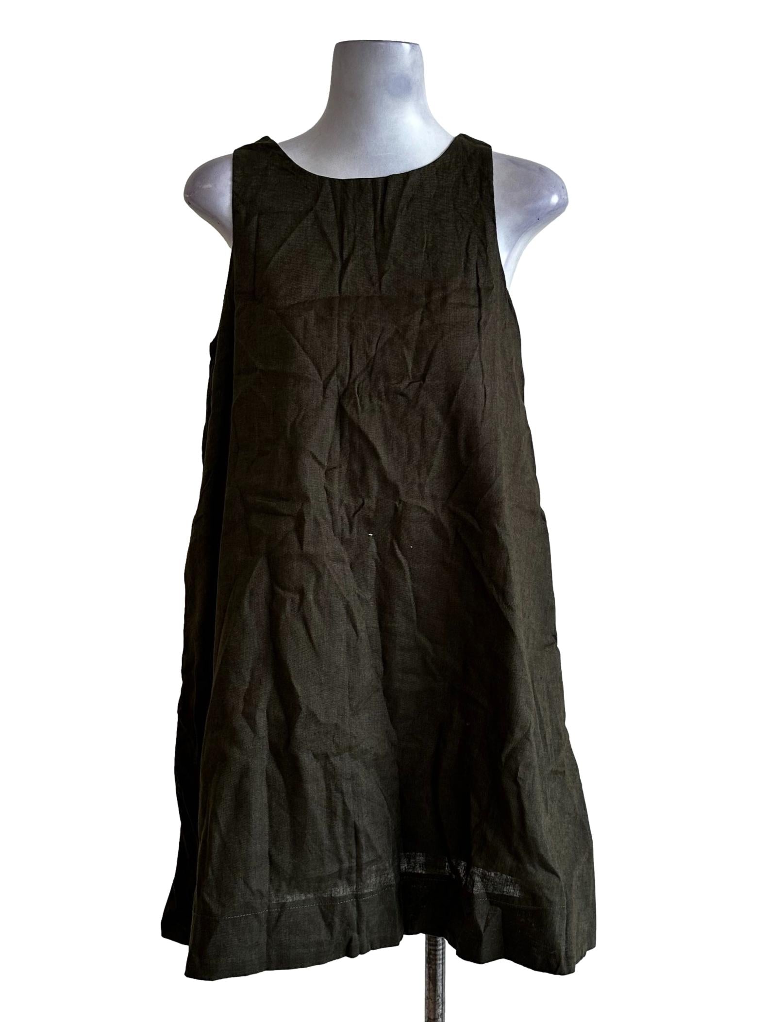 Seaweed Green Round Neck Mini Dress