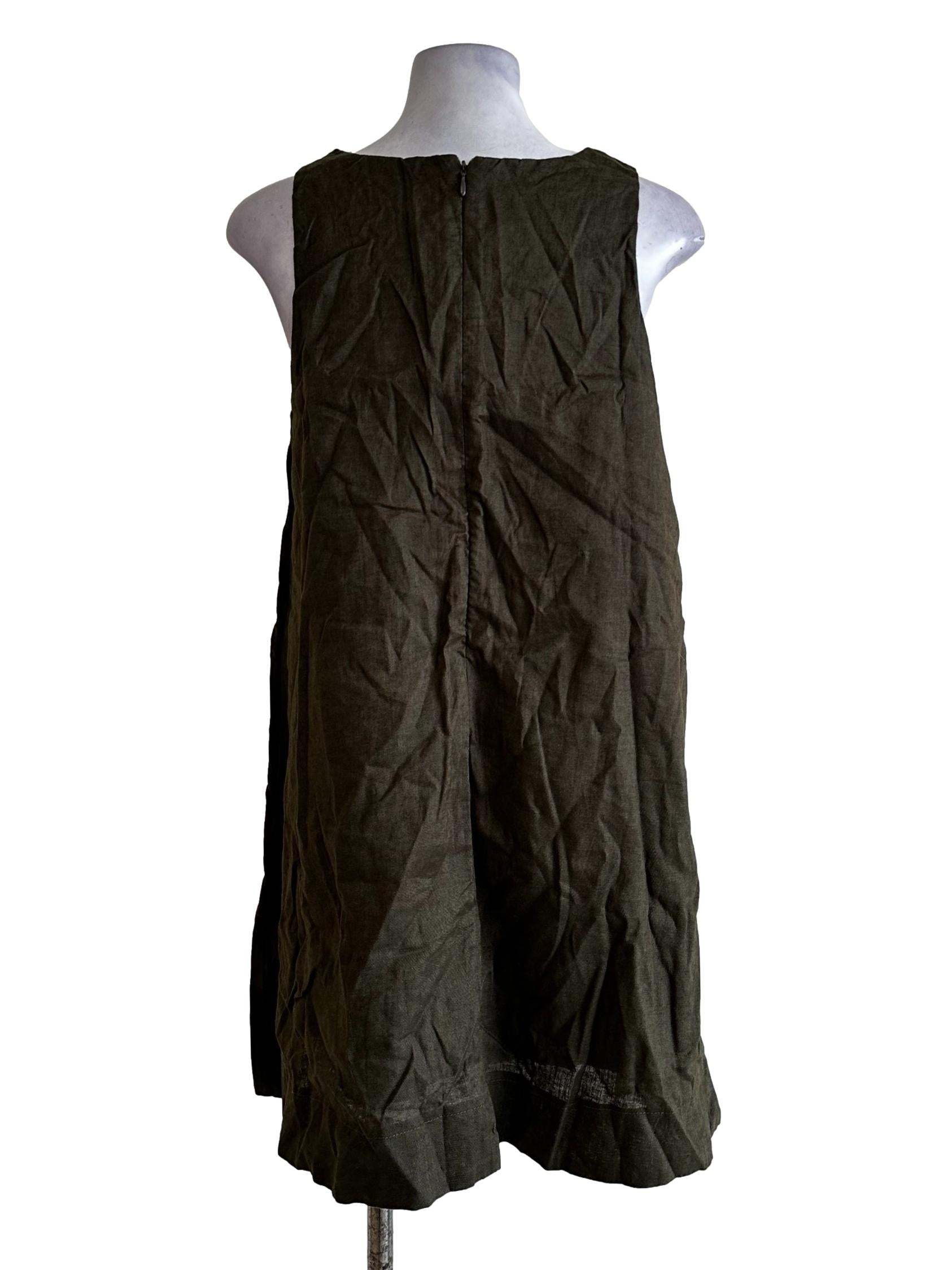 Seaweed Green Round Neck Mini Dress