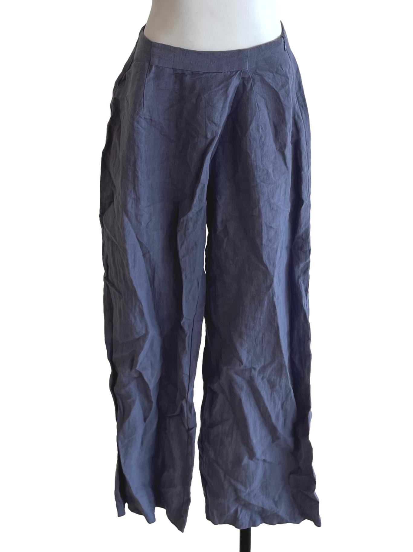 Pewter Grey High-Waisted Wide-Leg Pants