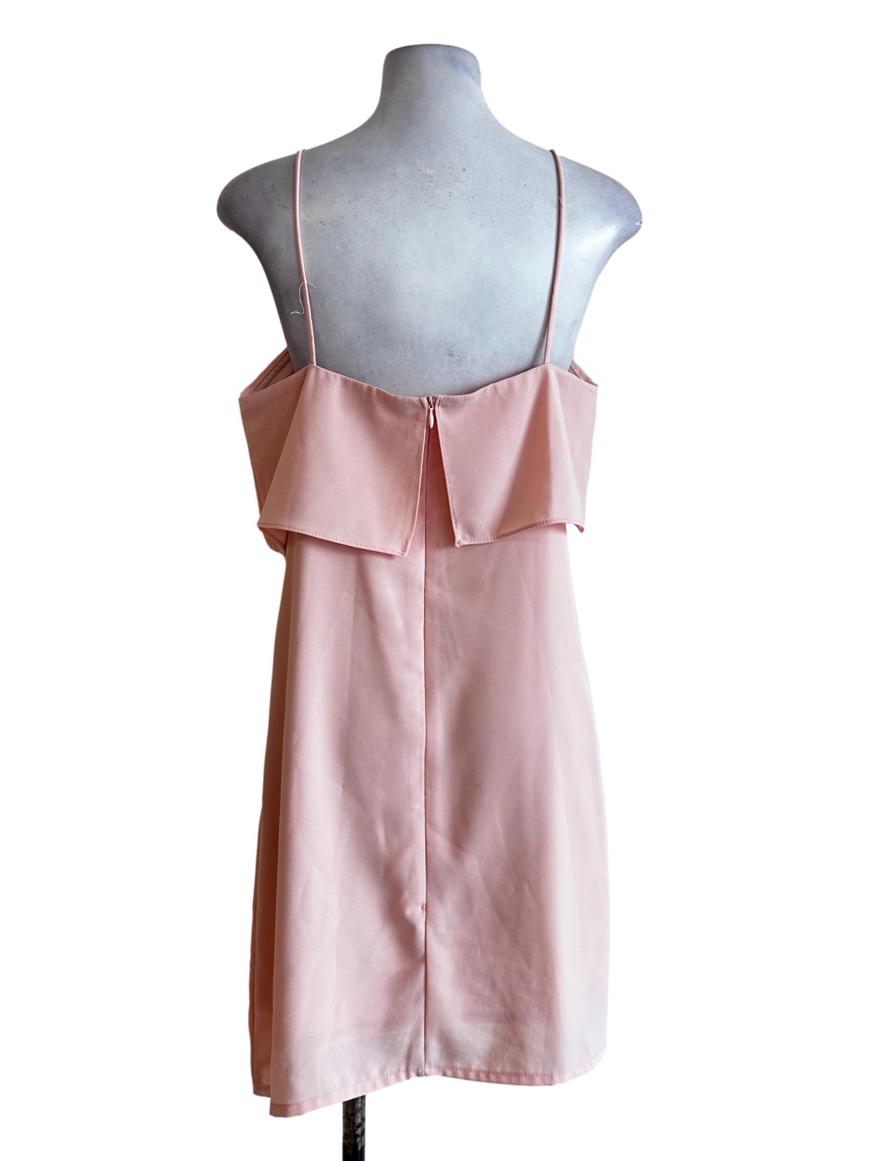 Rose Pink Spaghetti Straps Mini Dress