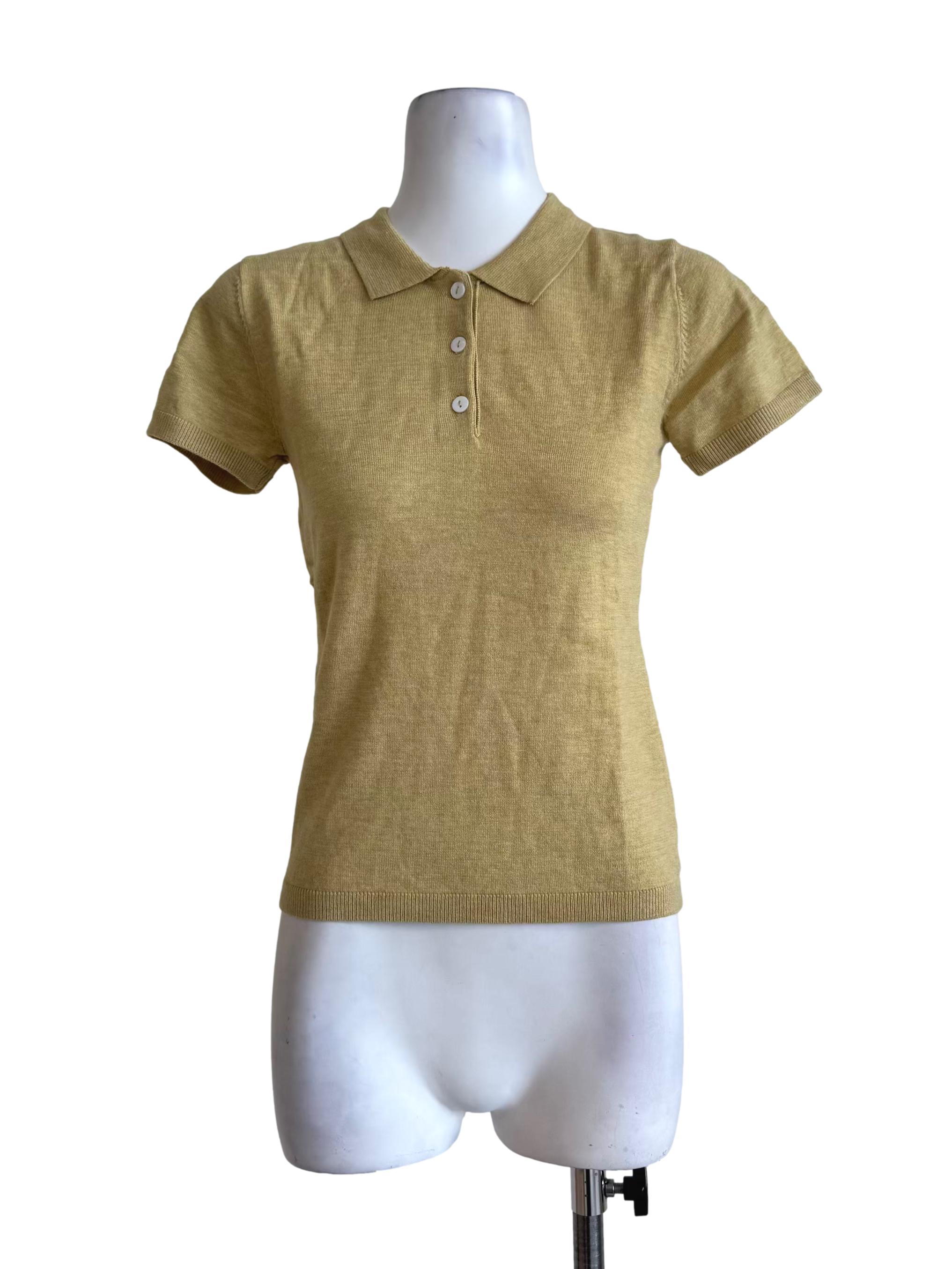 Yellow Knitted Polo Top OSN