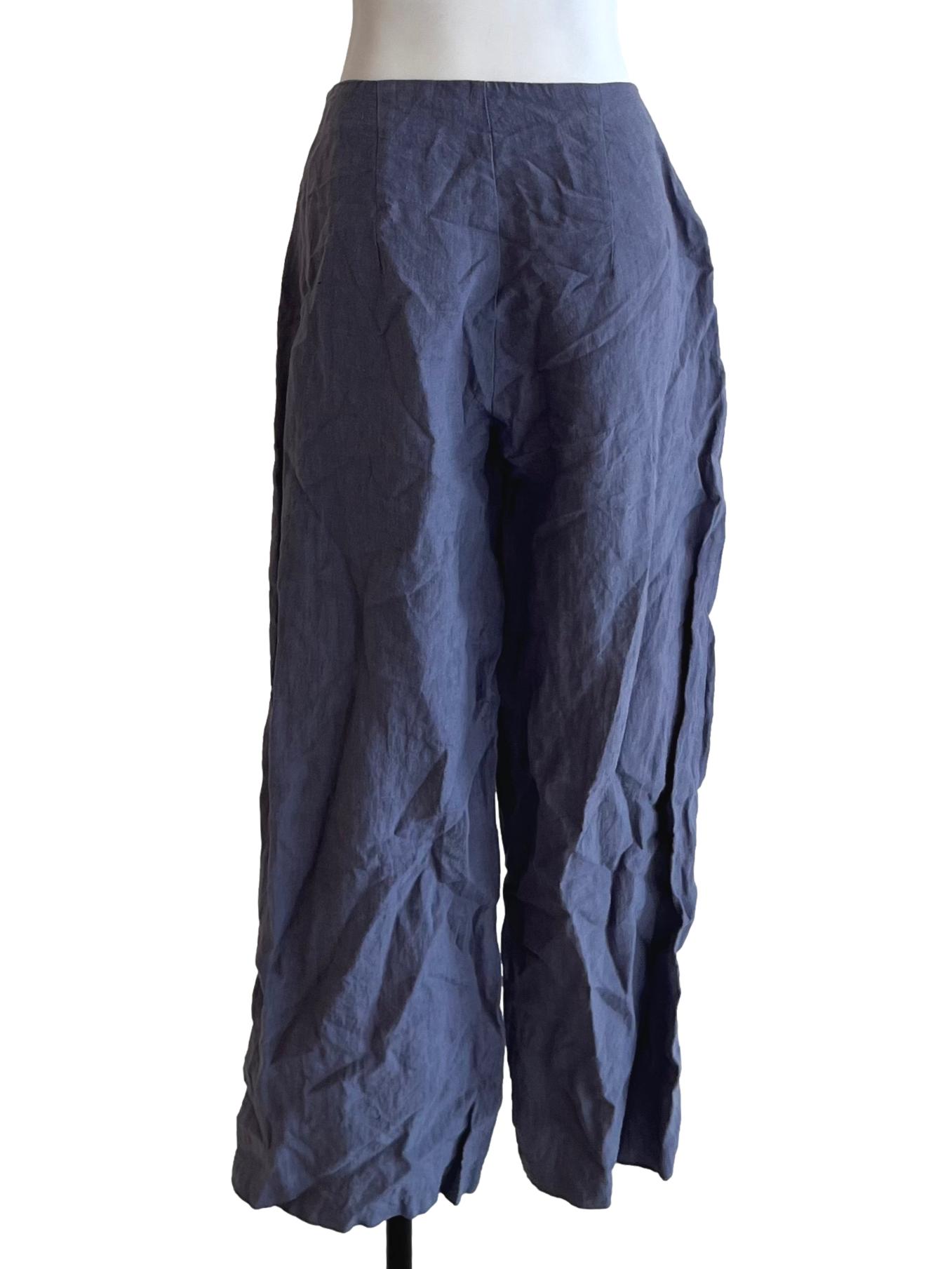 Pewter Grey High-Waisted Wide-Leg Pants