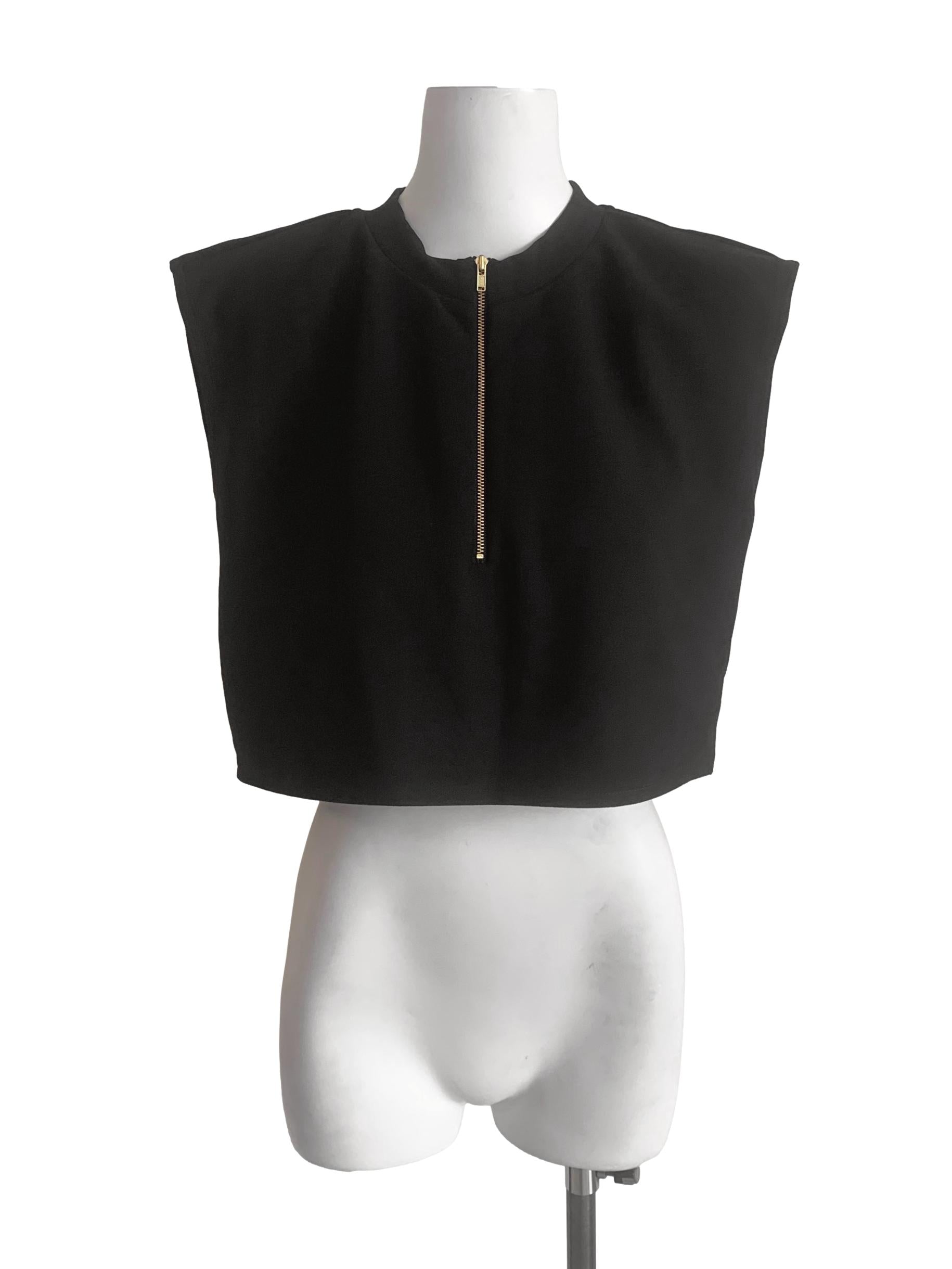 Oil Black Zipped Trapezoid Top LB
