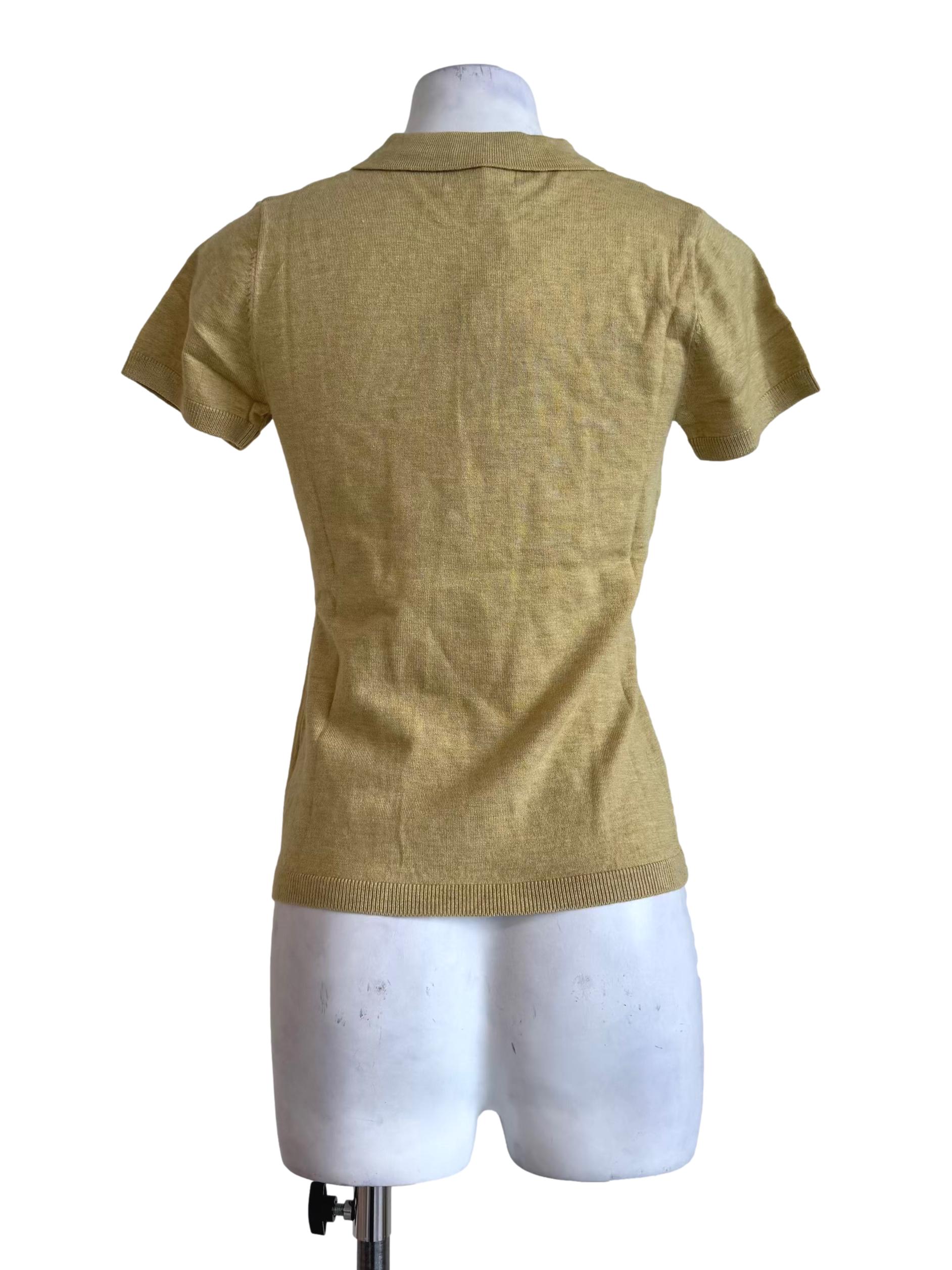 Yellow Knitted Polo Top OSN