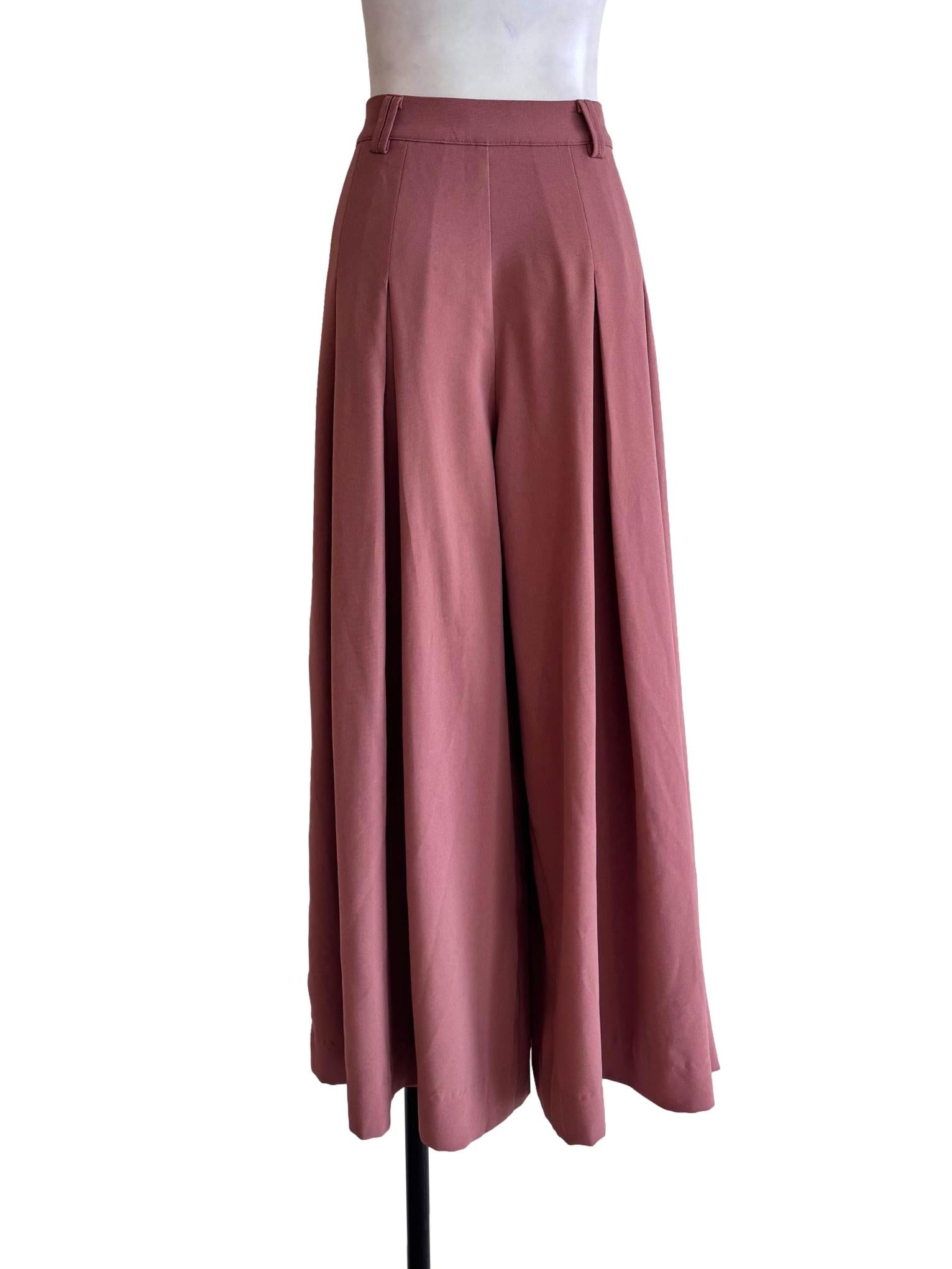 Dusty Rose Pleated Palazzo Pants