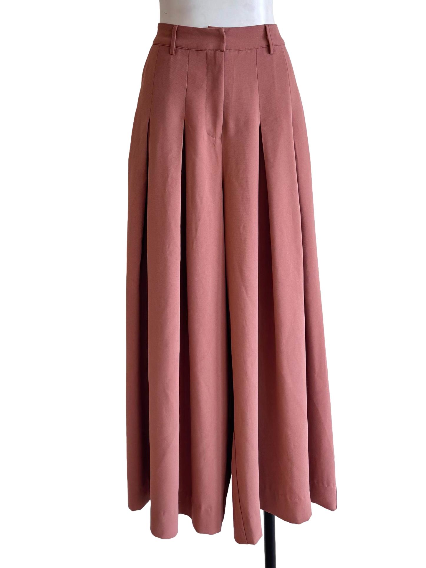 Dusty Rose Pleated Palazzo Pants