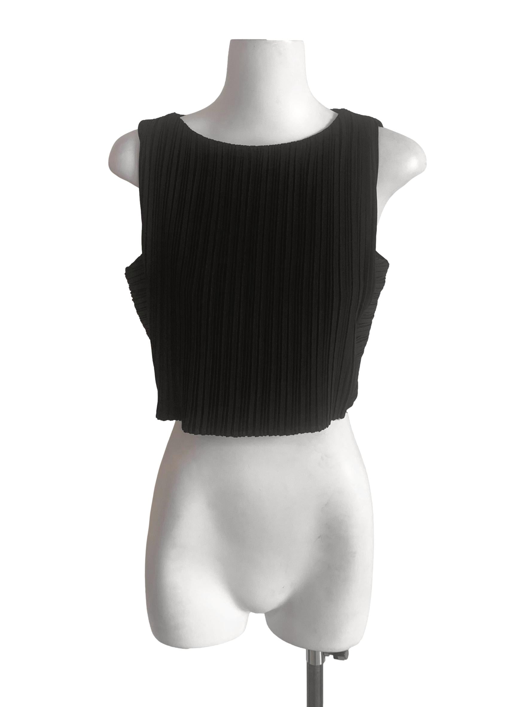 Crow Black Pleated Pattern Top LB