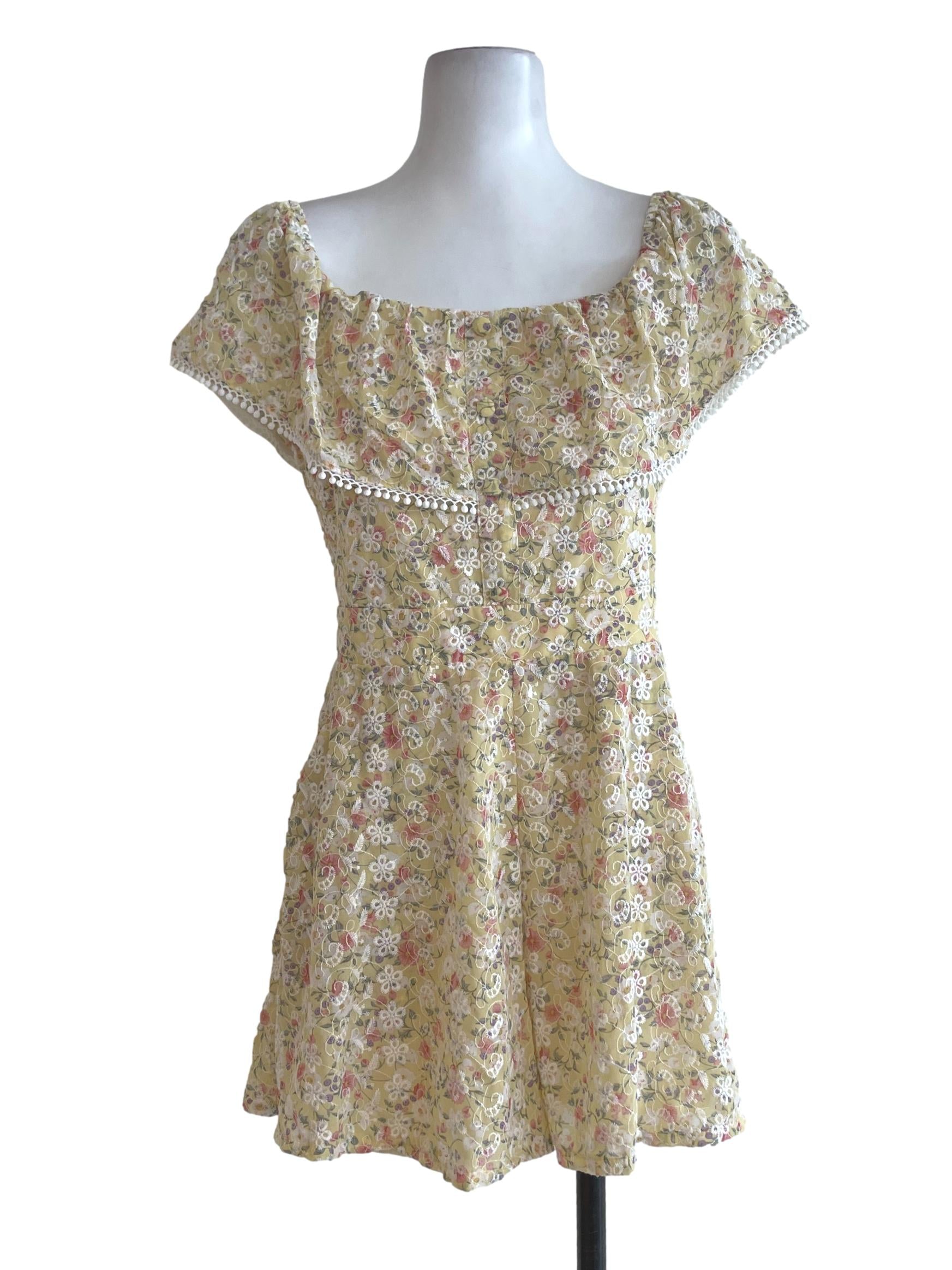 Yellow Floral Off Shoulder Rompers