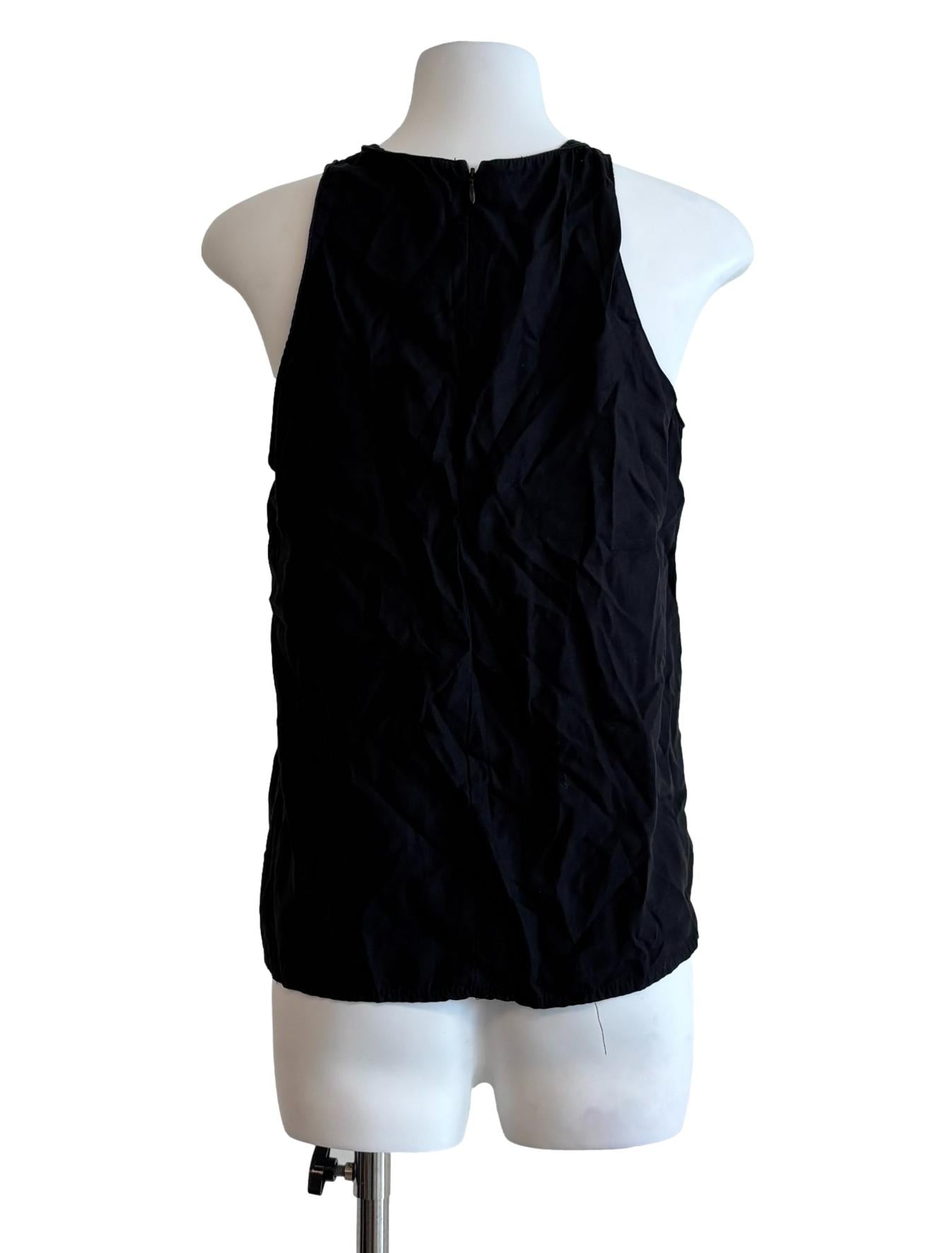 Jet Black Round Neck Sleeveless Top