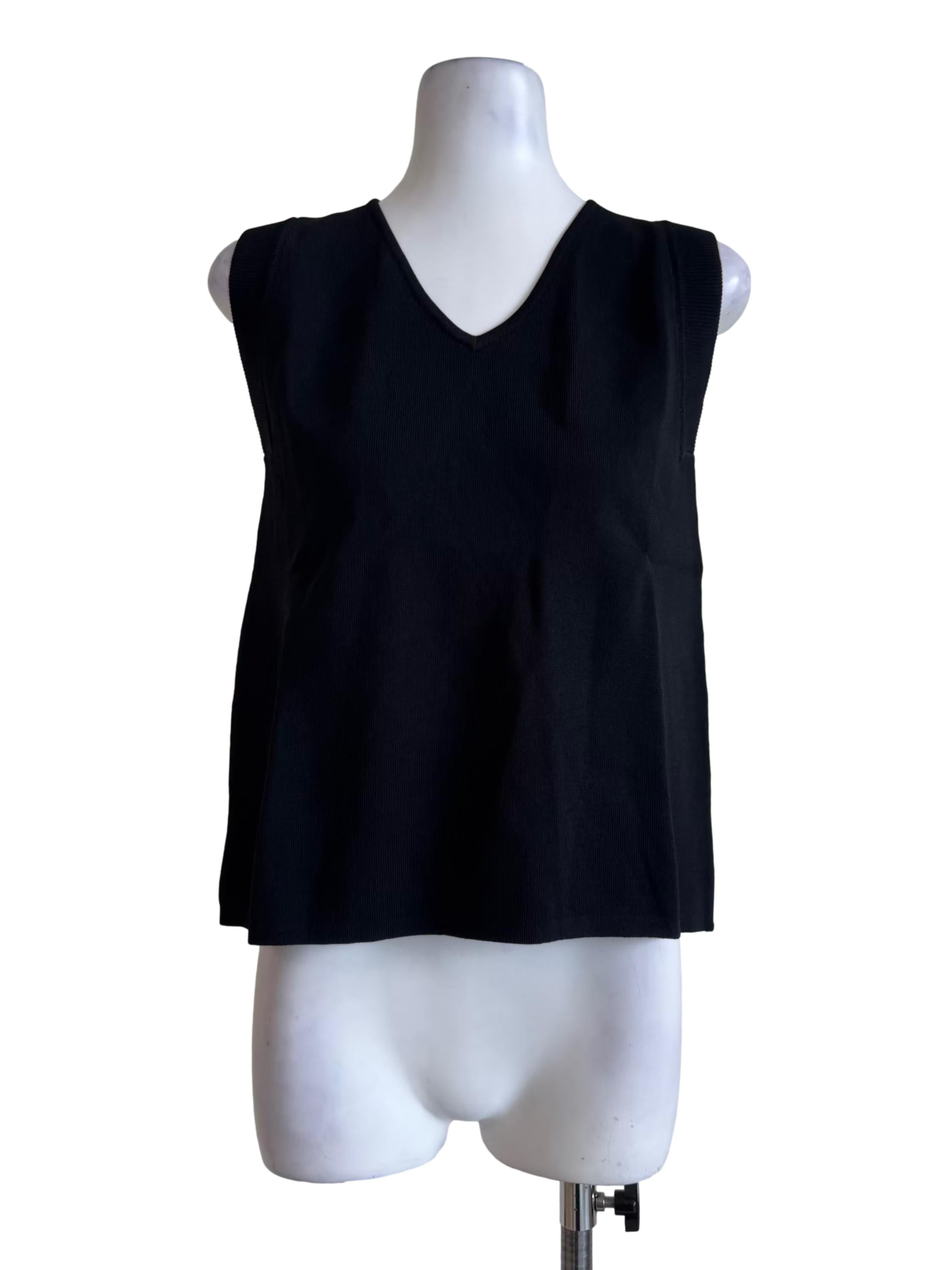 Black Boxy V-Neck Knit OSN
