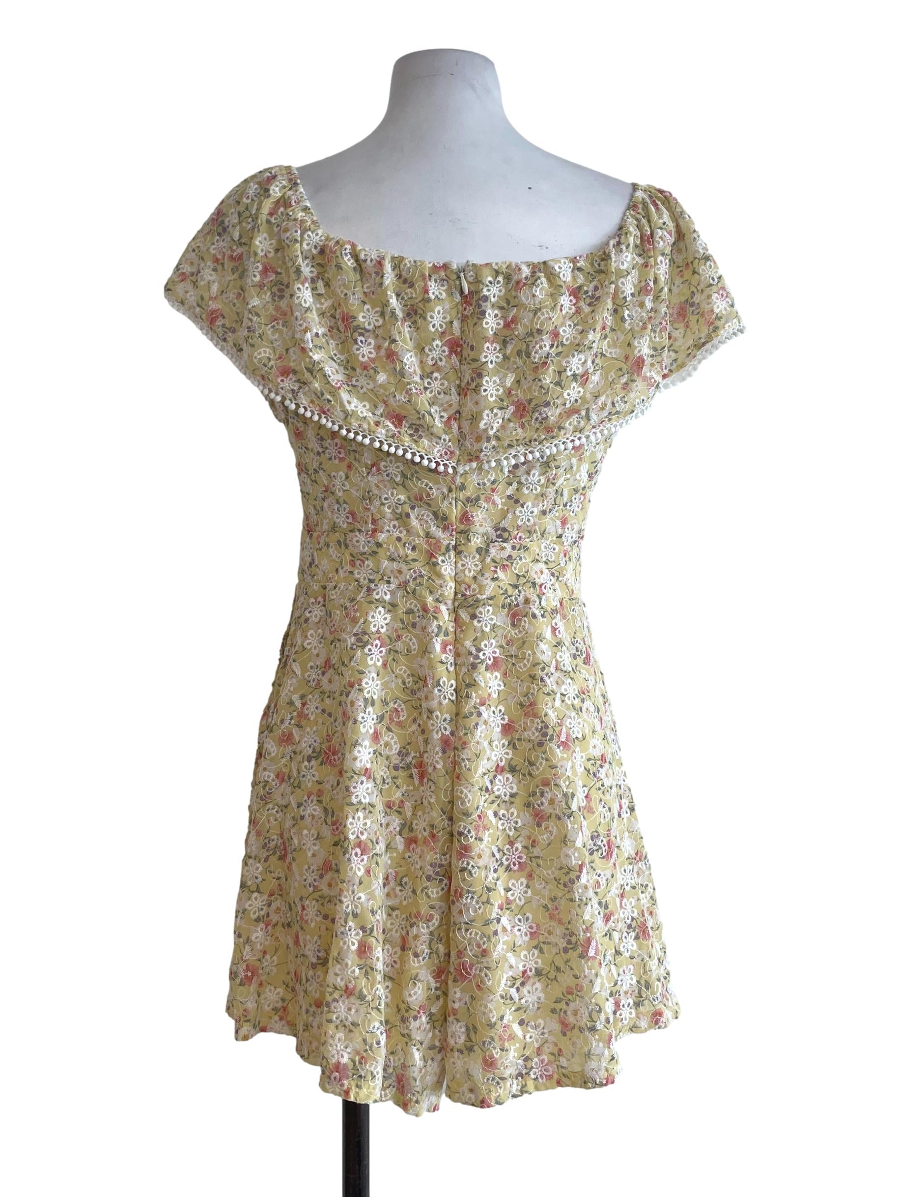 Yellow Floral Off Shoulder Rompers