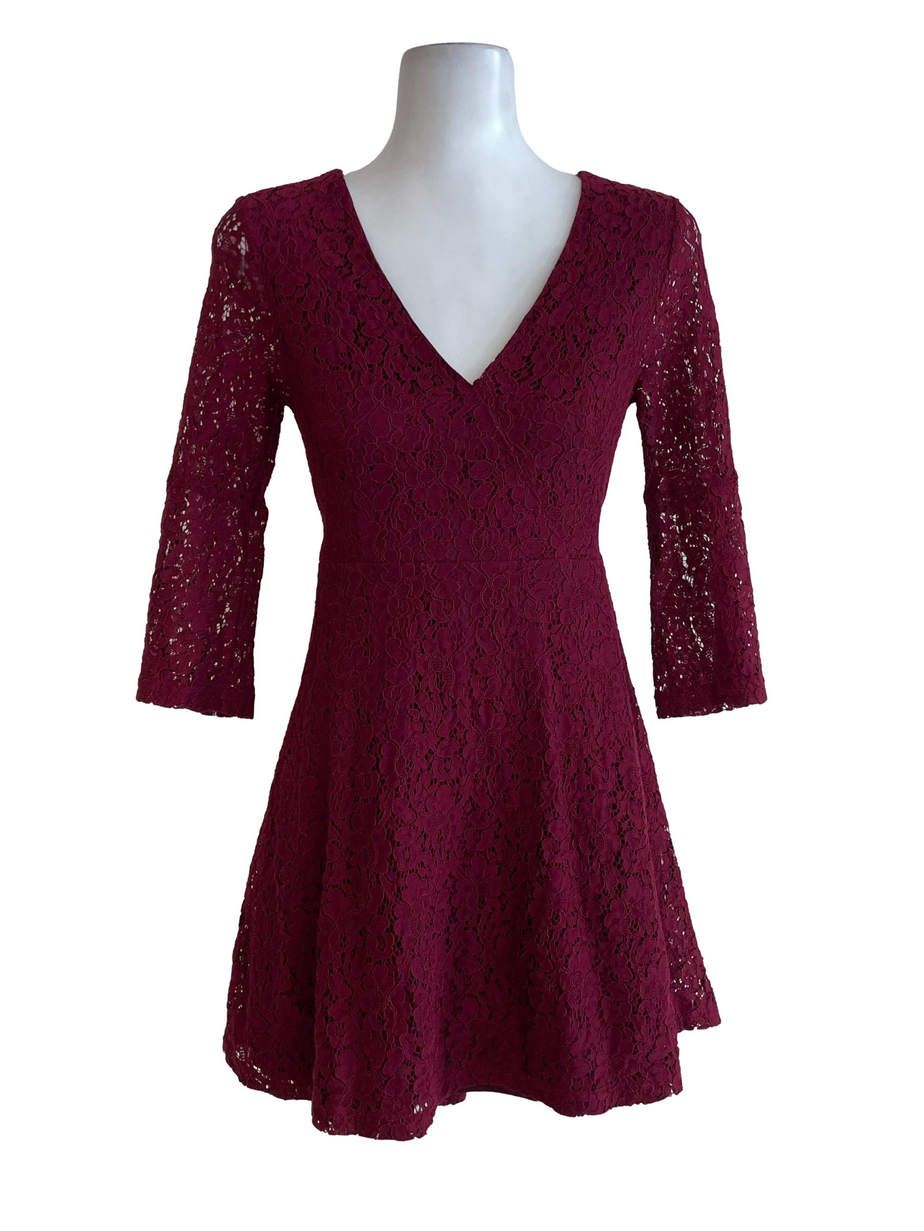 Wine Red Lace Dress
