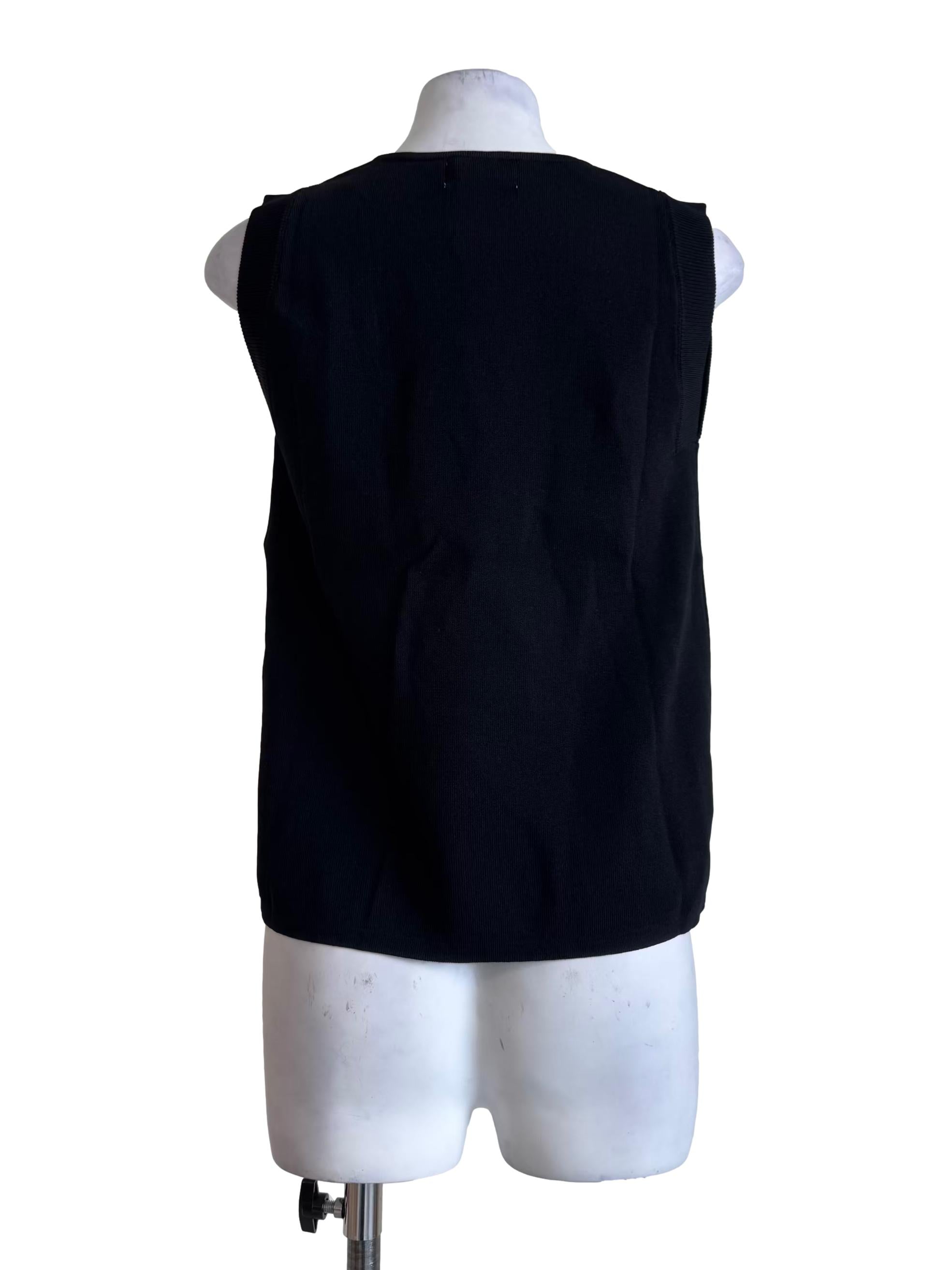 Black Boxy V-Neck Knit OSN