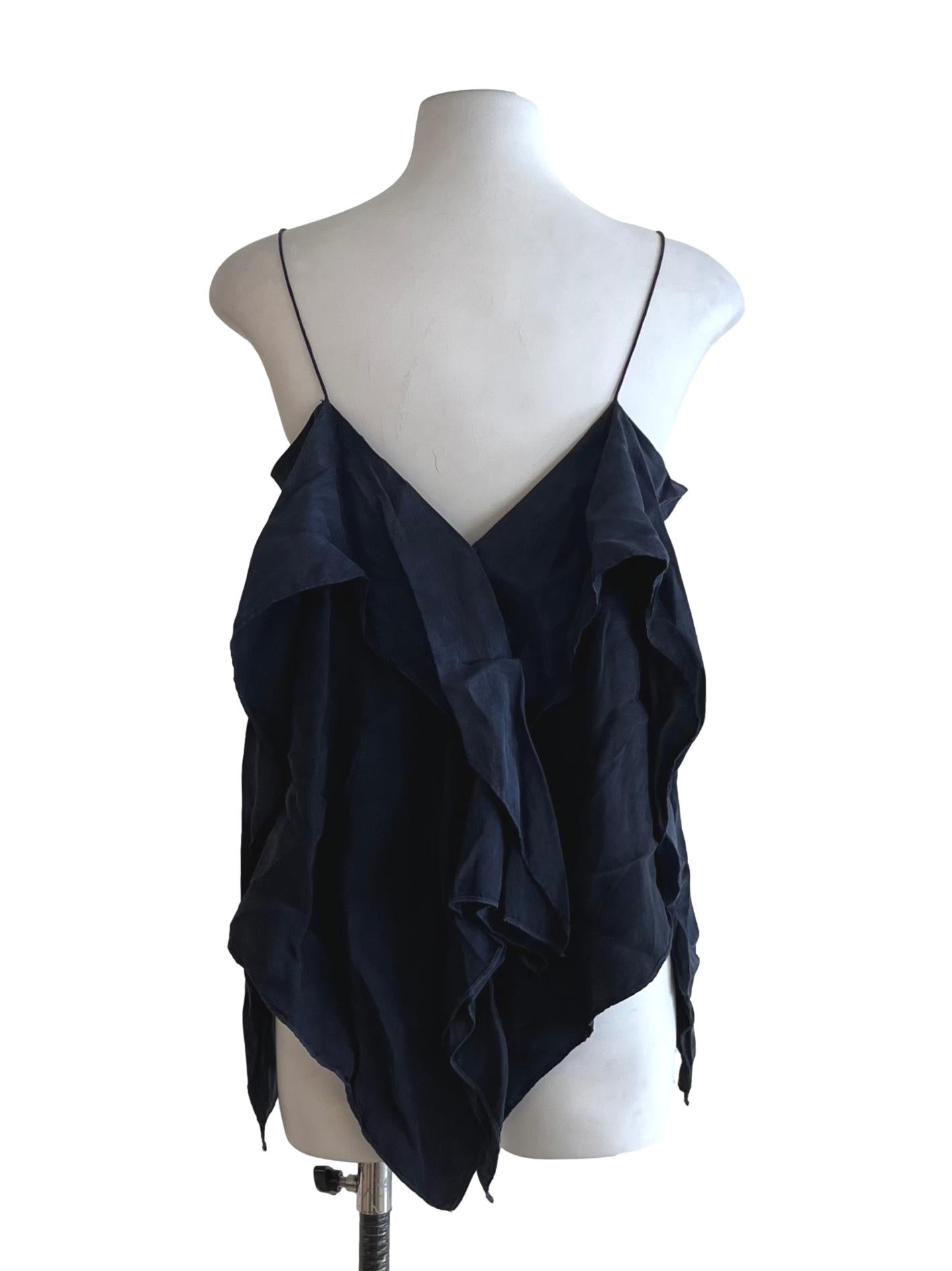 Slate Grey Ruffled Sleeveless Top