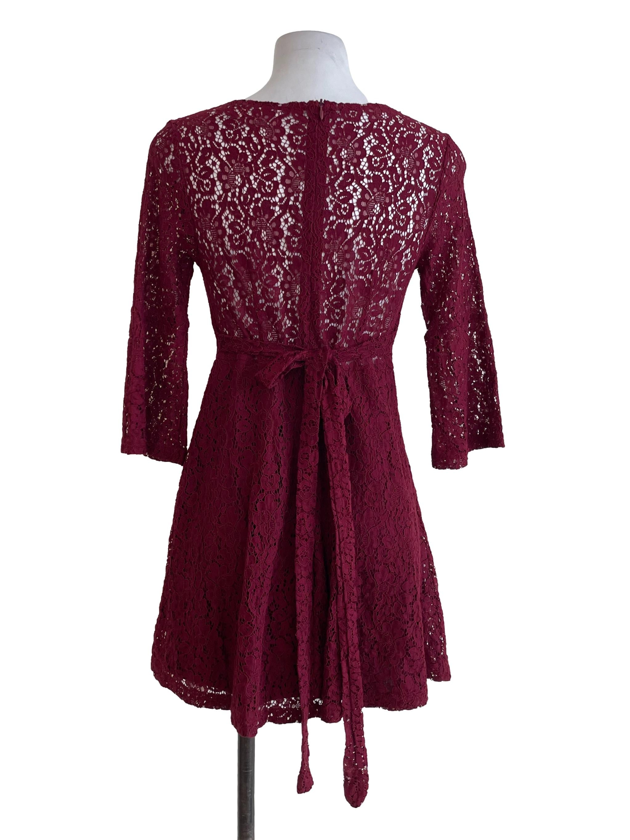 Wine Red Lace Dress