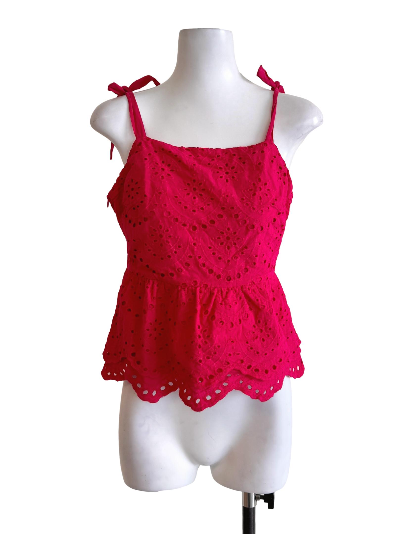 Hot Pink Eyelet Top