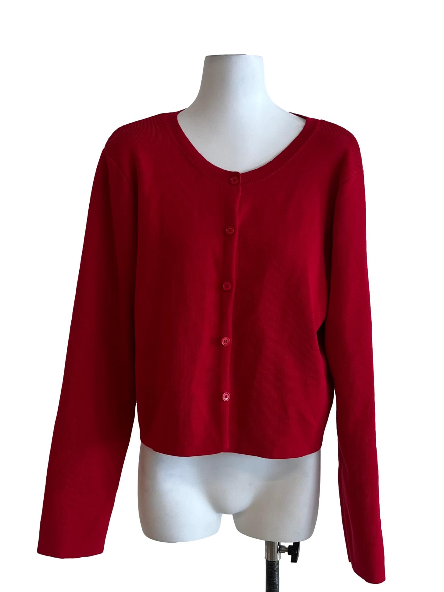Crimson Red Button Cardigan