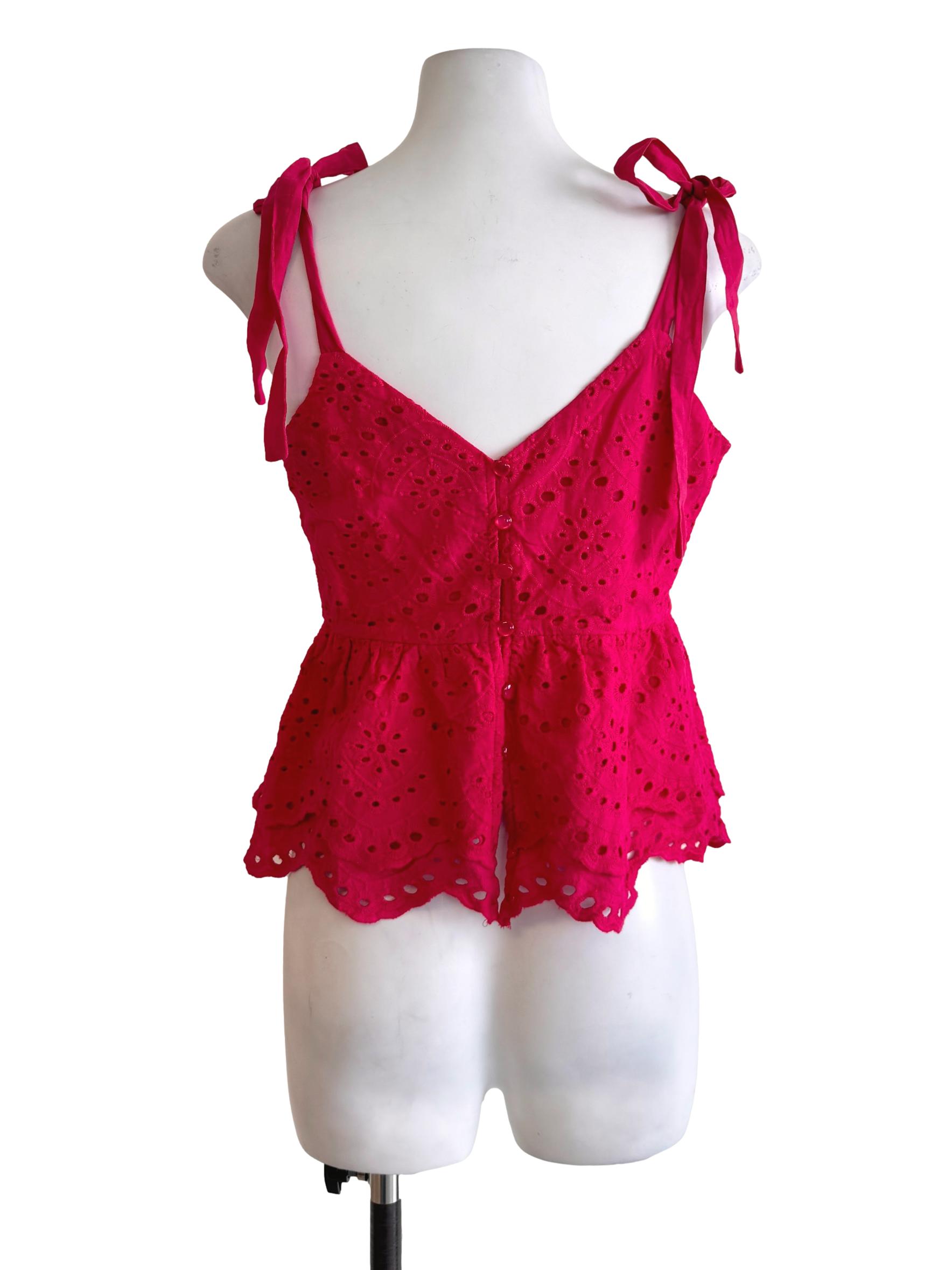 Hot Pink Eyelet Top