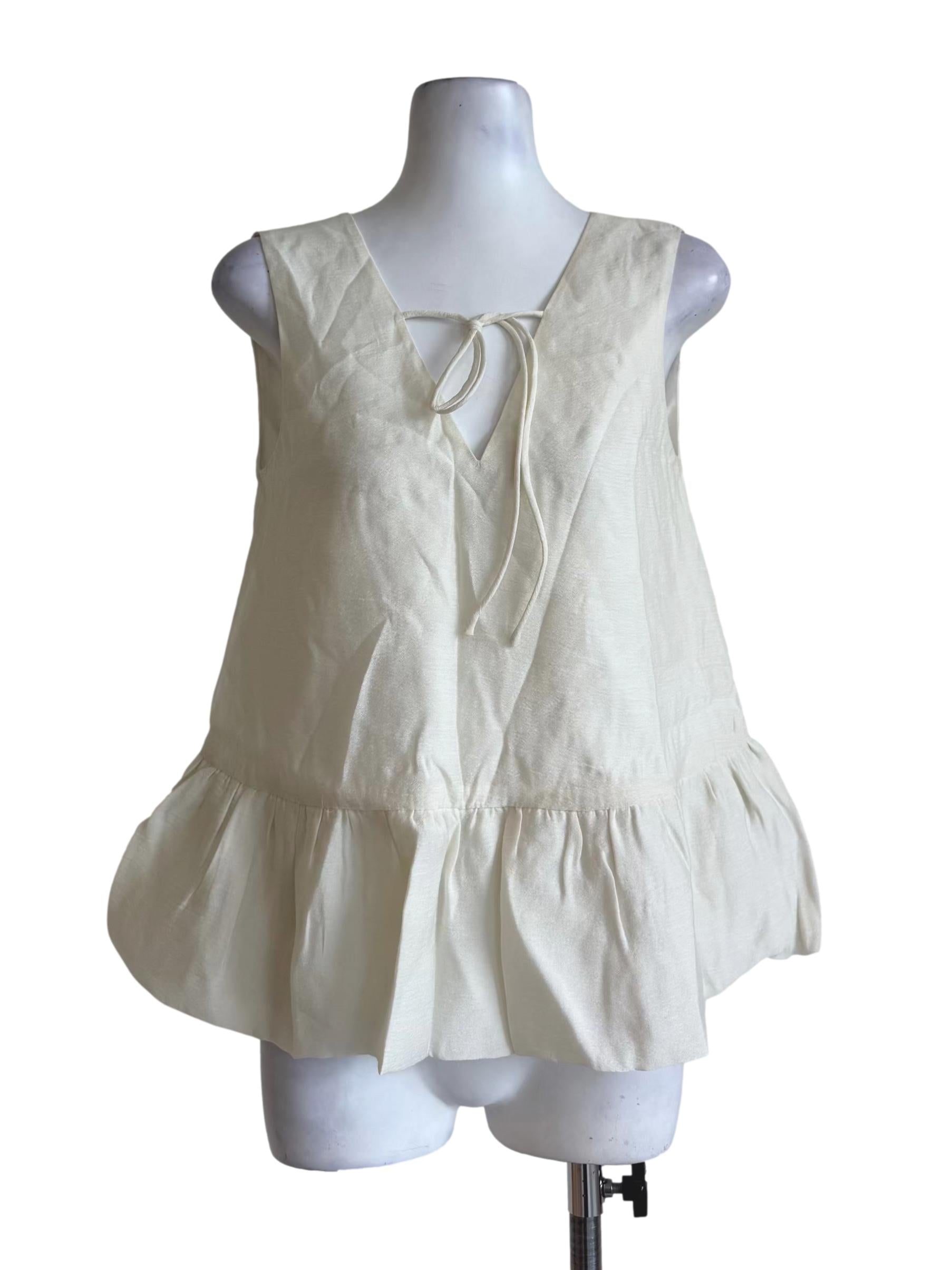 Cream Textured Two-Way Peplum Top OSN
