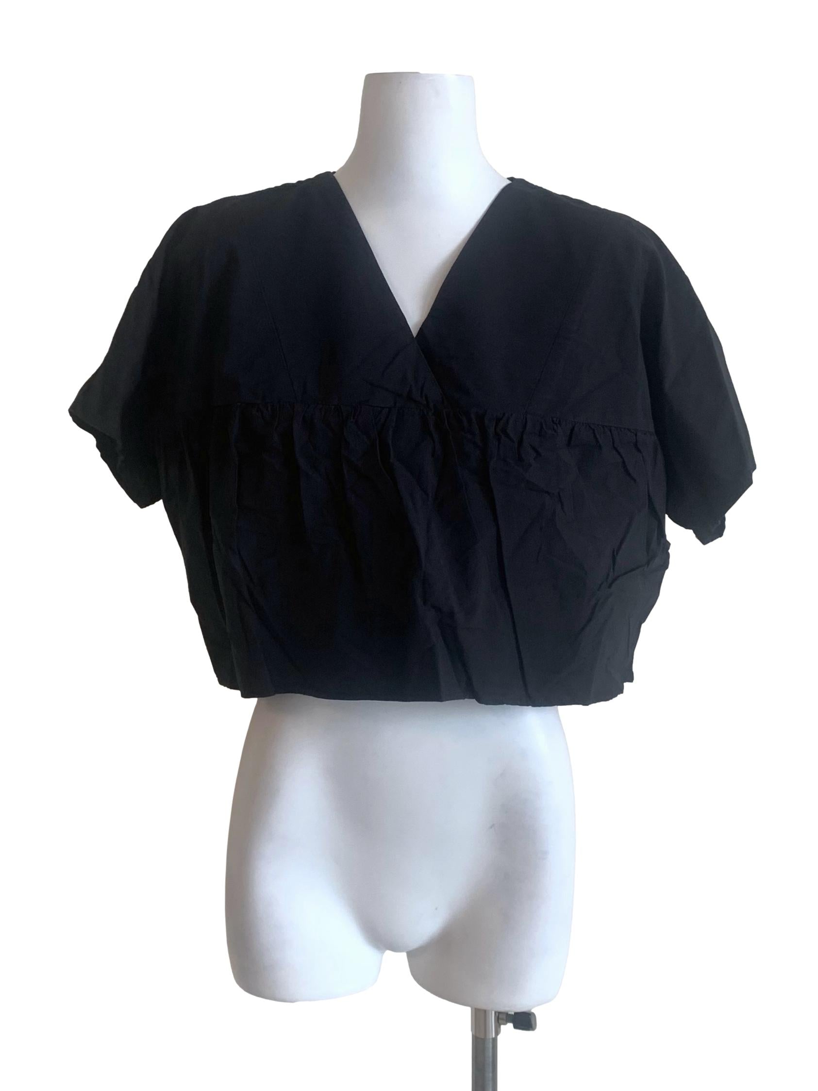 Charcoal Black V Neck Crop Top