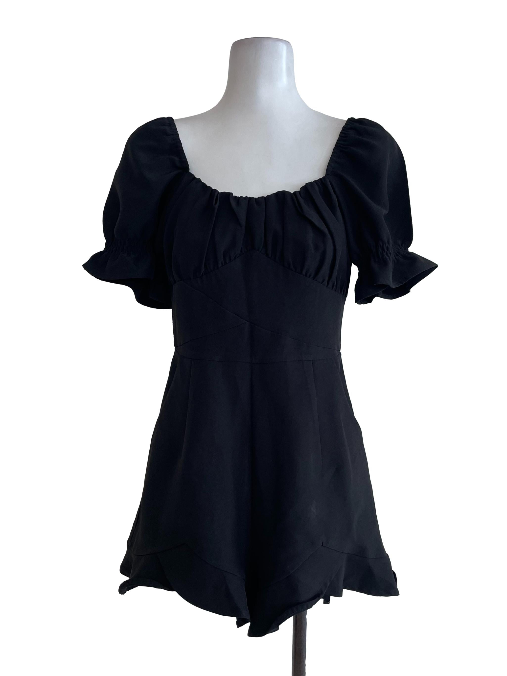 Black Plain Rompers