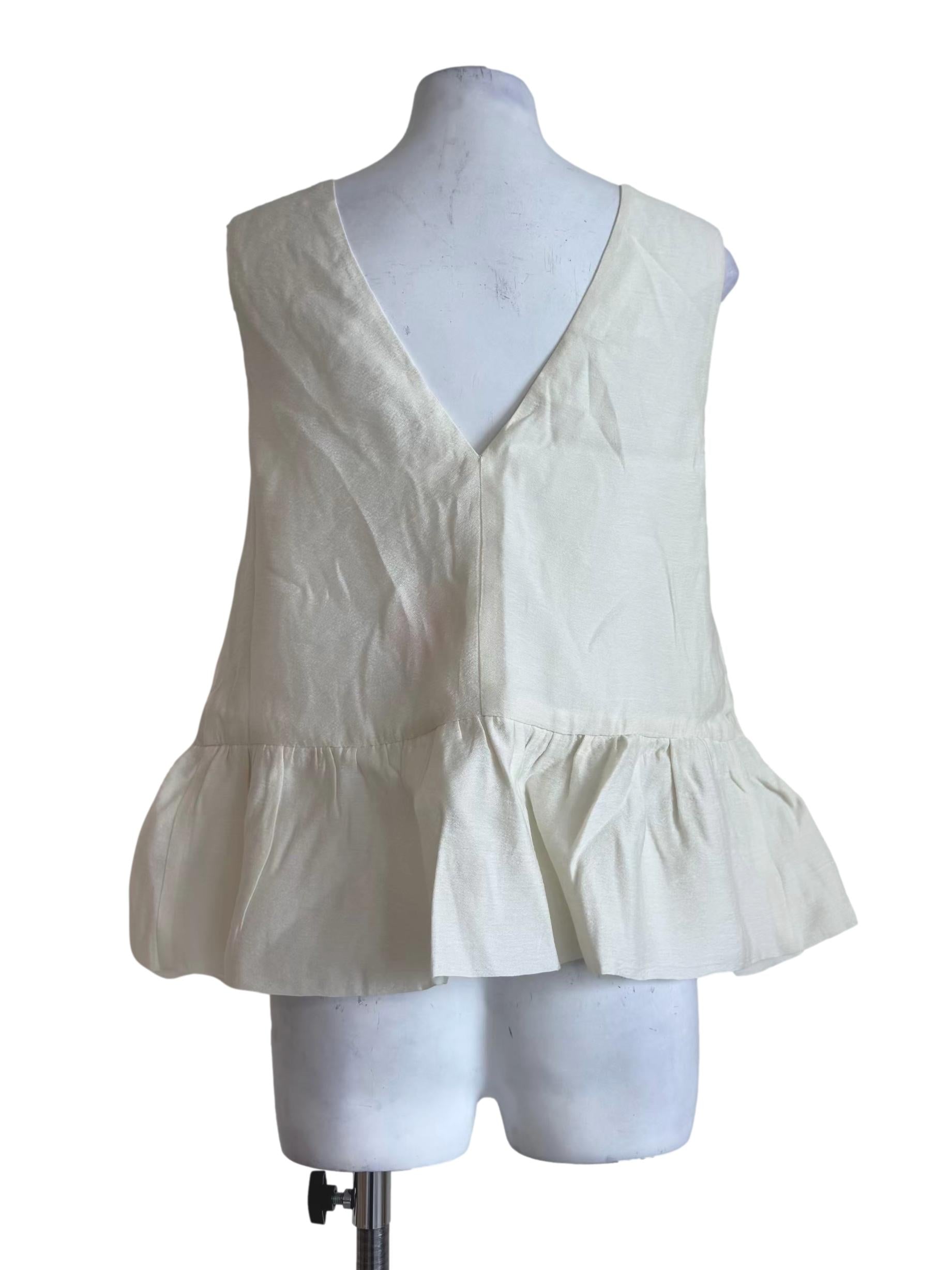 Cream Textured Two-Way Peplum Top OSN