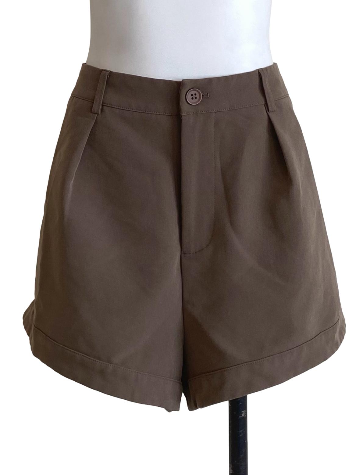 Coco Brown Pleated Shorts