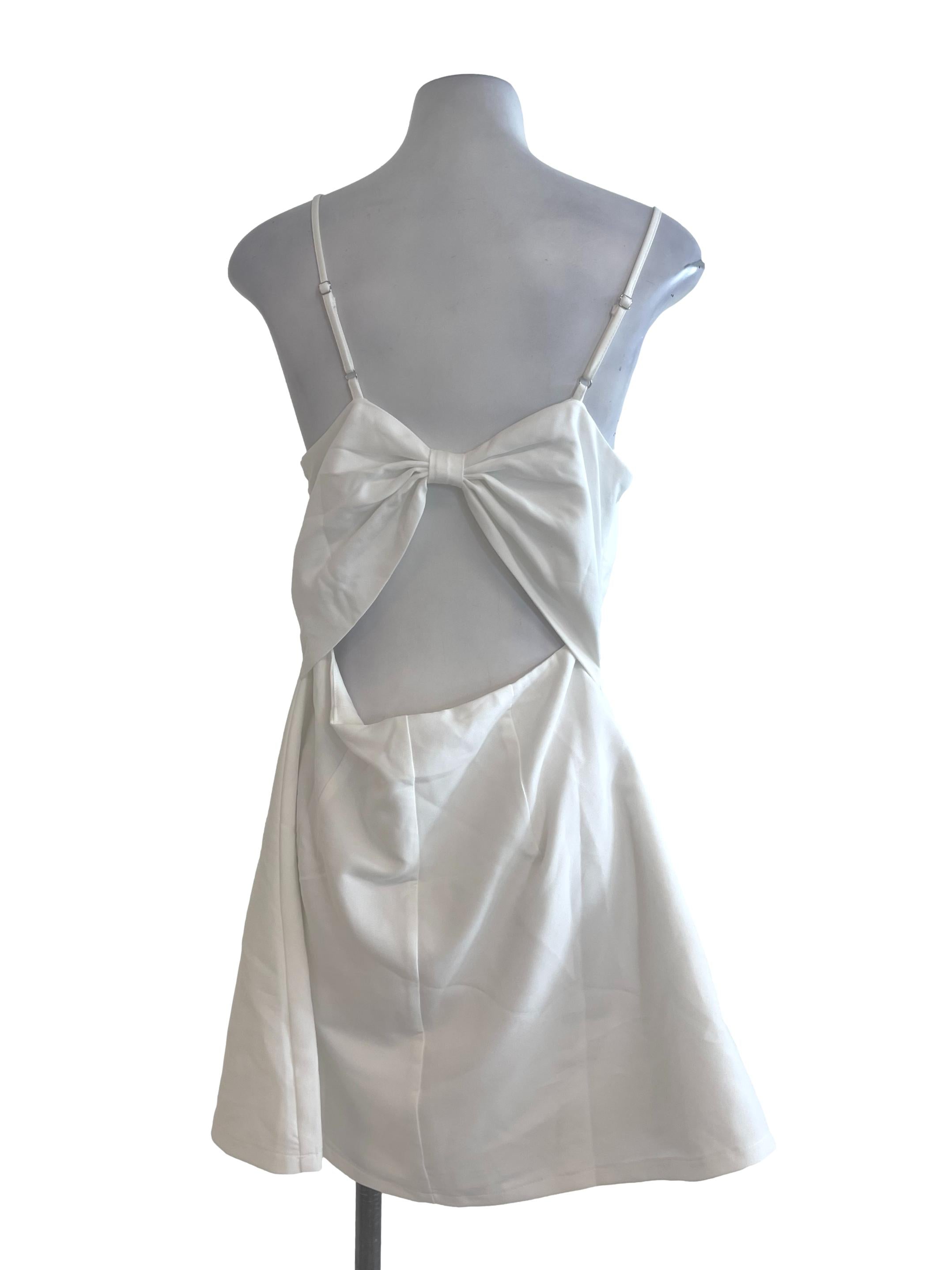 White Padded Open Back Dress