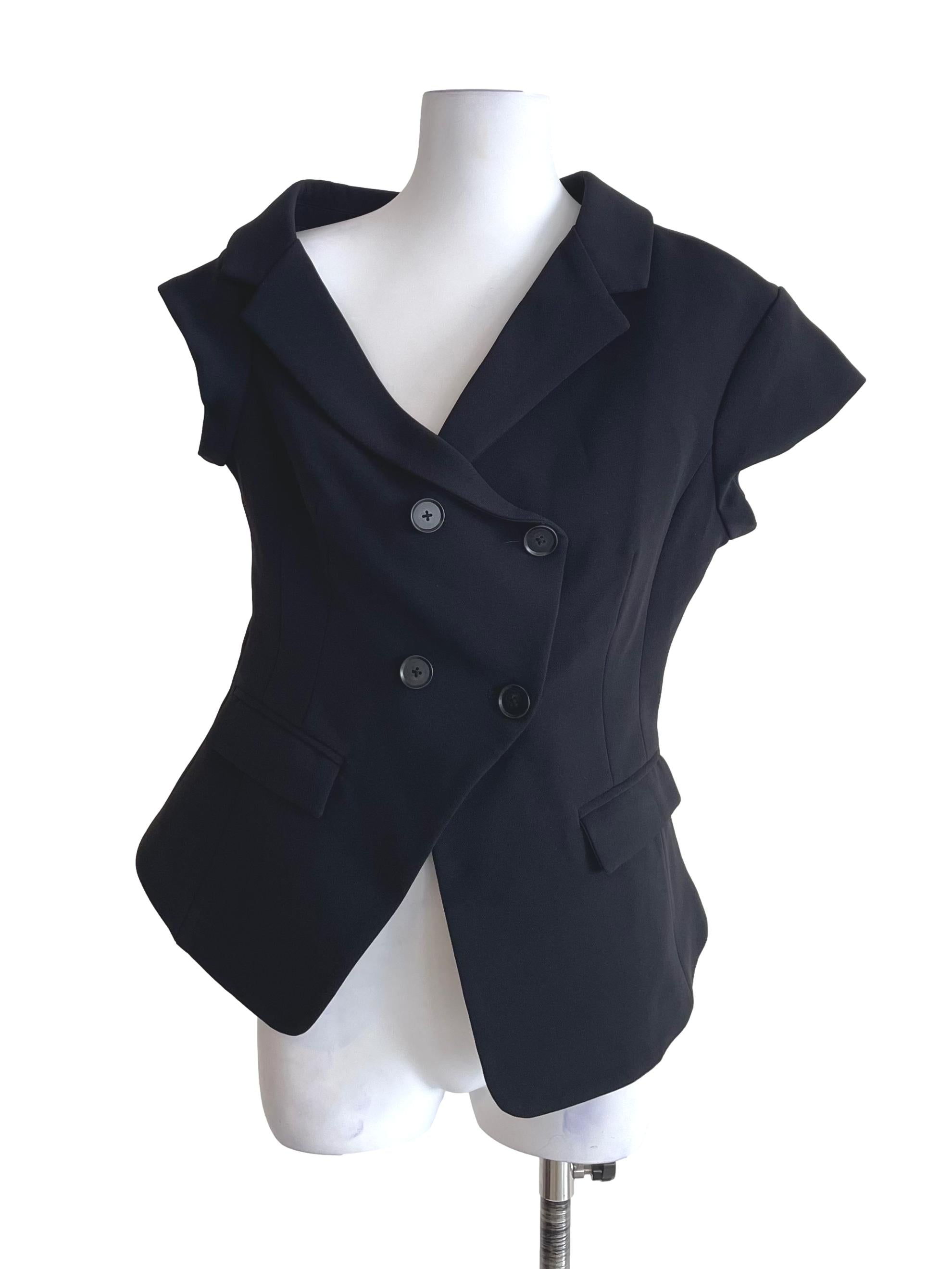 Black Slanted Slim Suit Top