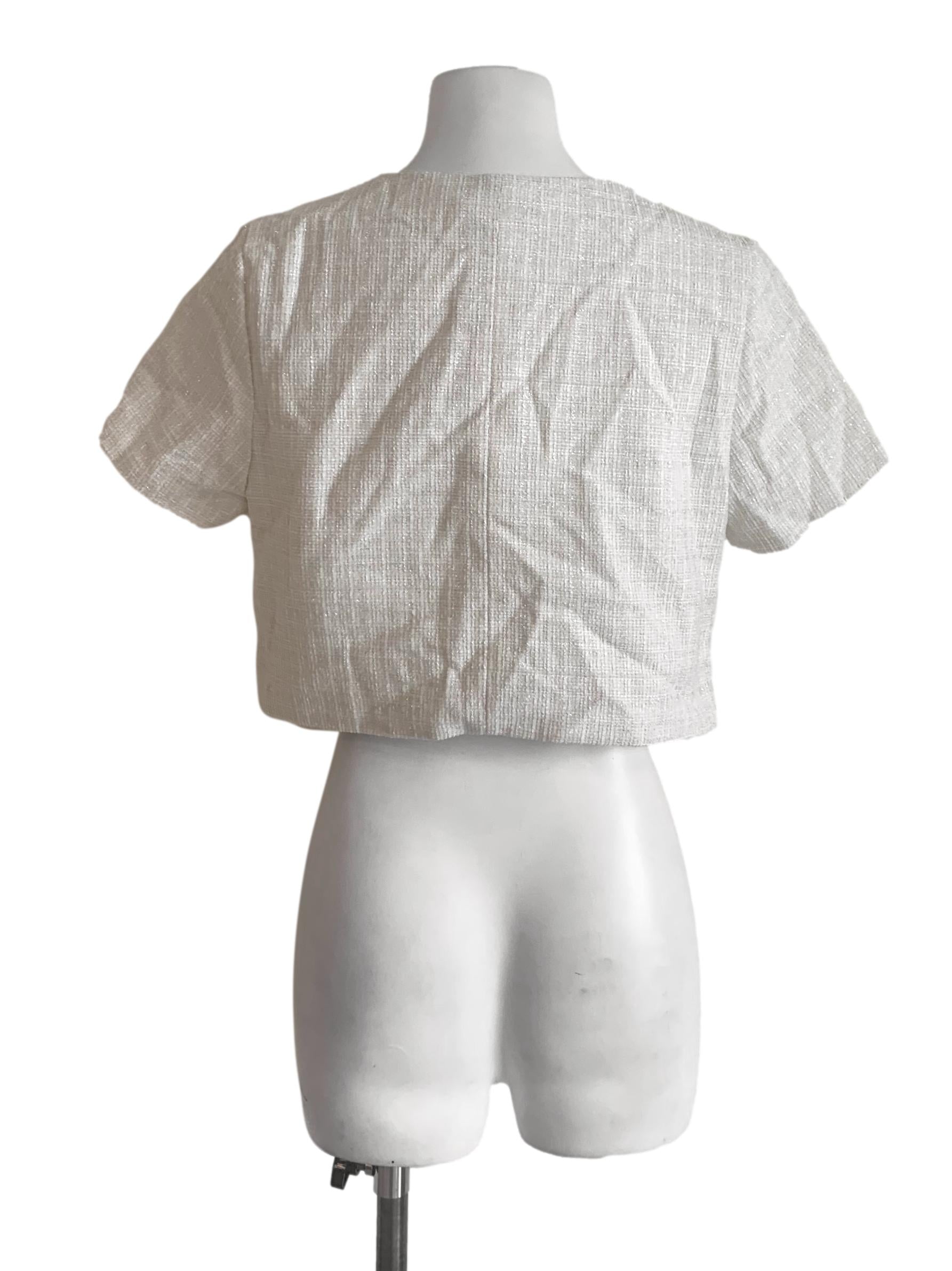 Parchment White Tweed Top