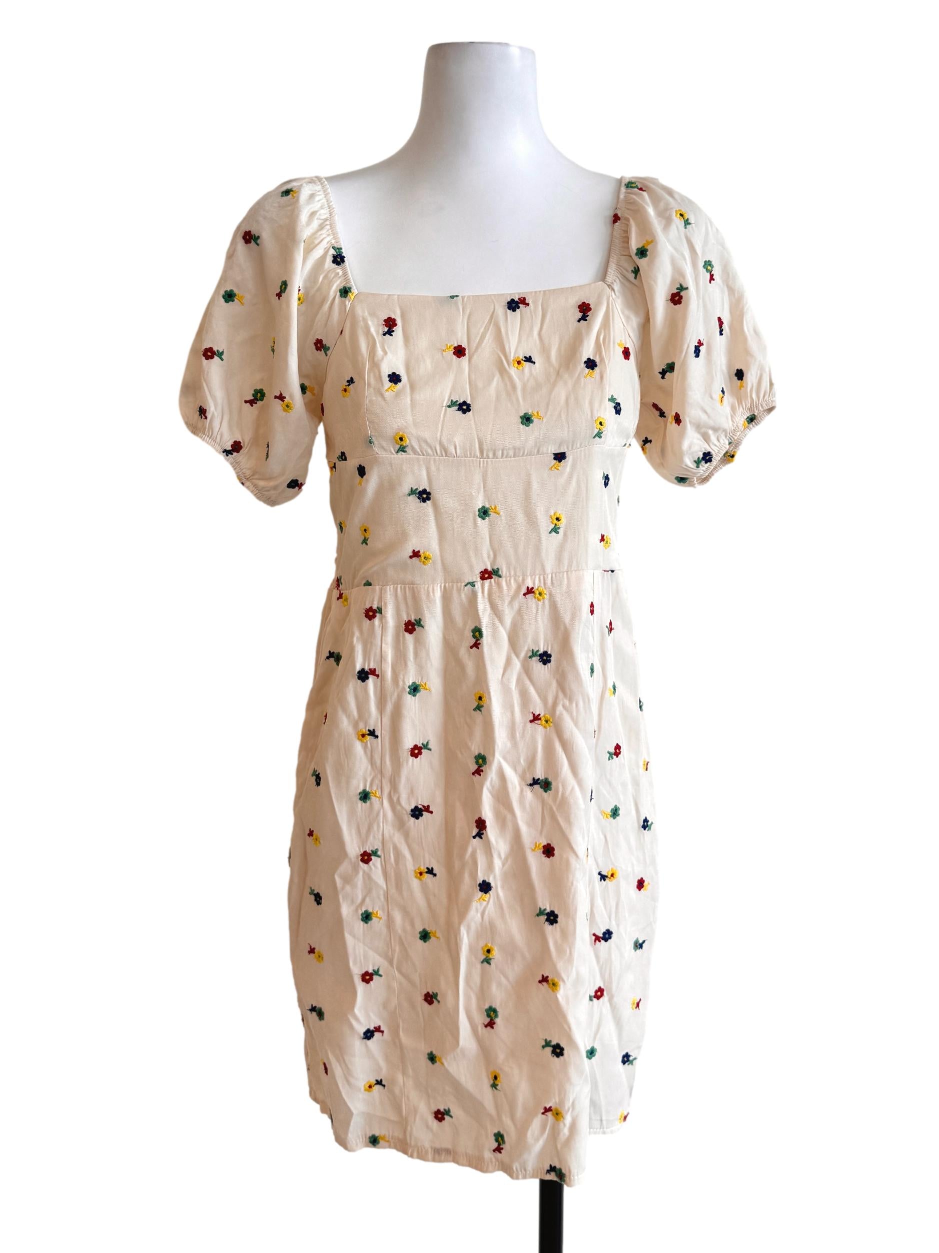 Egg Nog Floral Ruched Dress